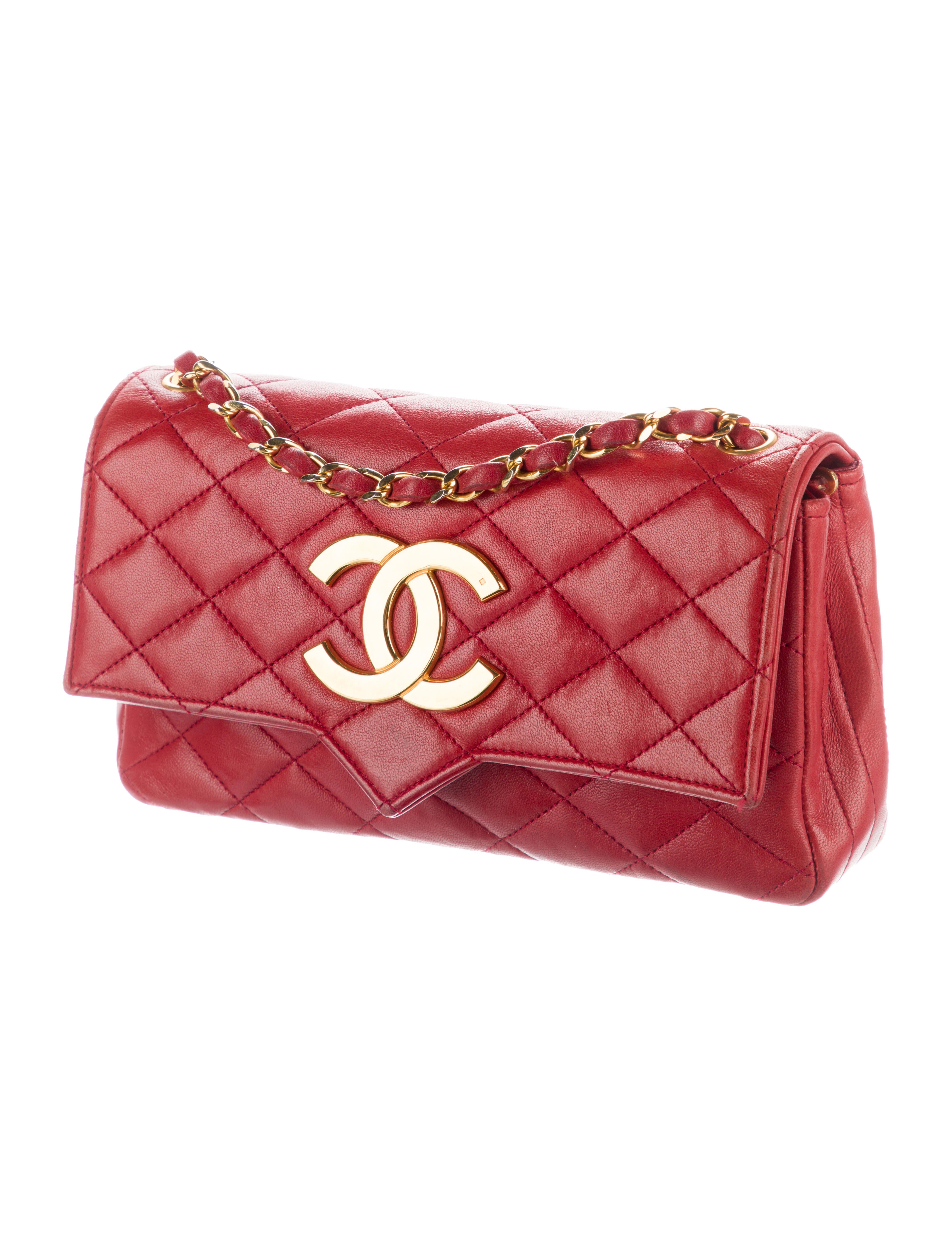 Chanel Vintage Quilted CC Flap Bag Red Shoulder Bags, Handbags