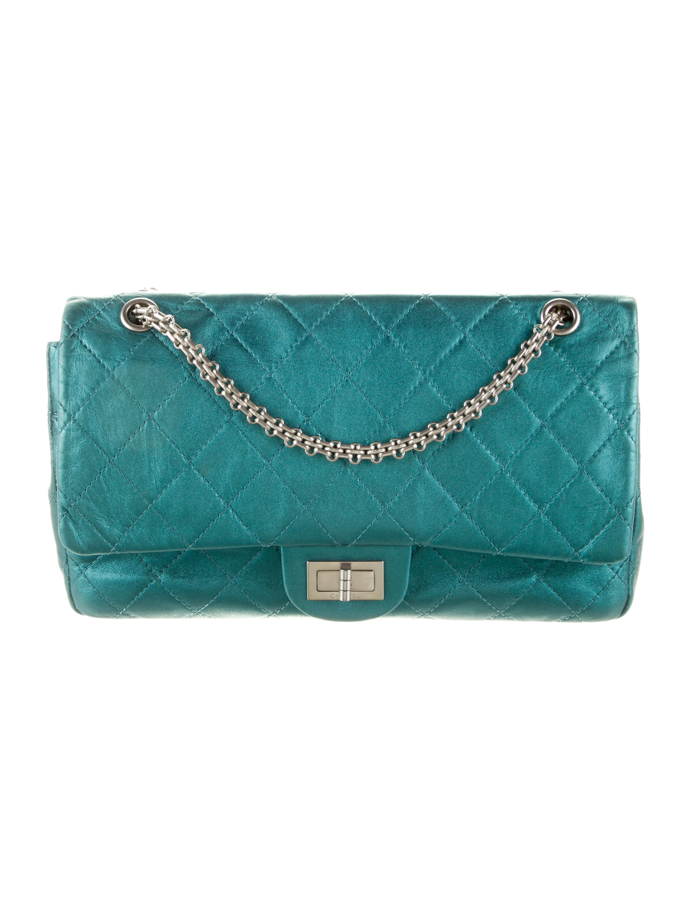 Chanel Chevron Jumbo Single Flap Bag Green Shoulder Bags, Handbags