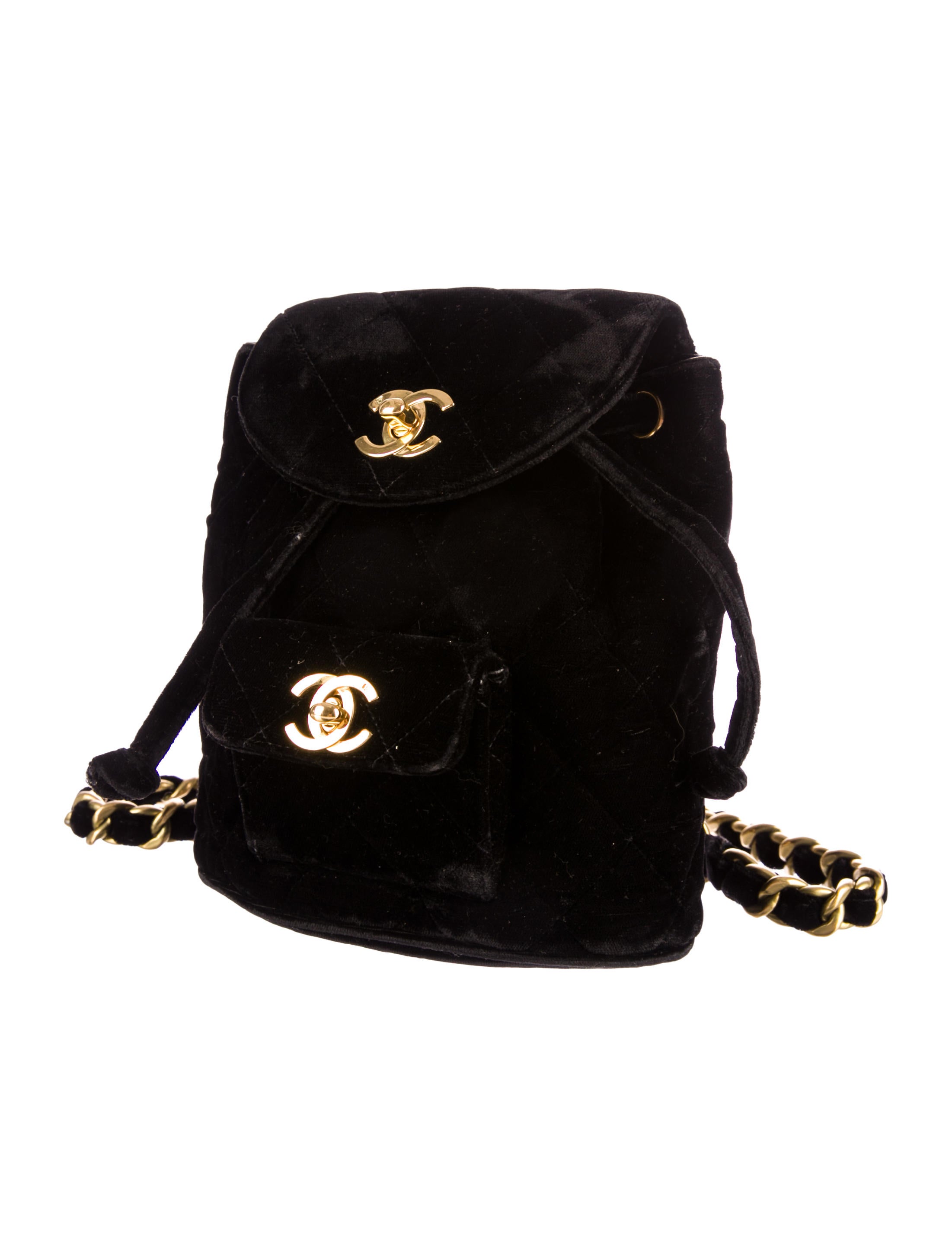 Chanel Vintage Mini Velvet Backpack Black Backpacks, Handbags