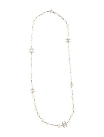 Chanel Faux Pearl & Strass CC Necklace