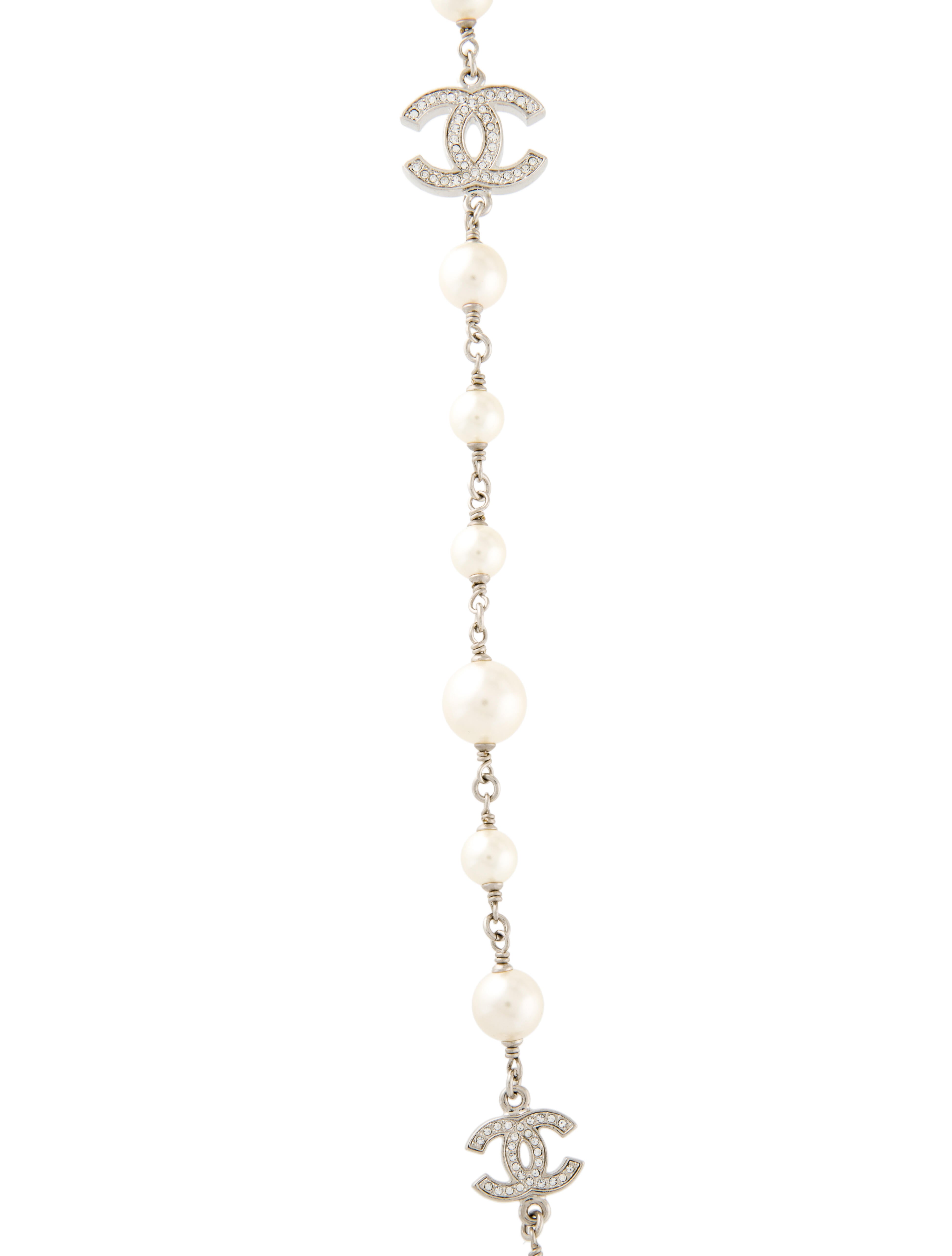 Chanel Faux Pearl & Strass CC Necklace