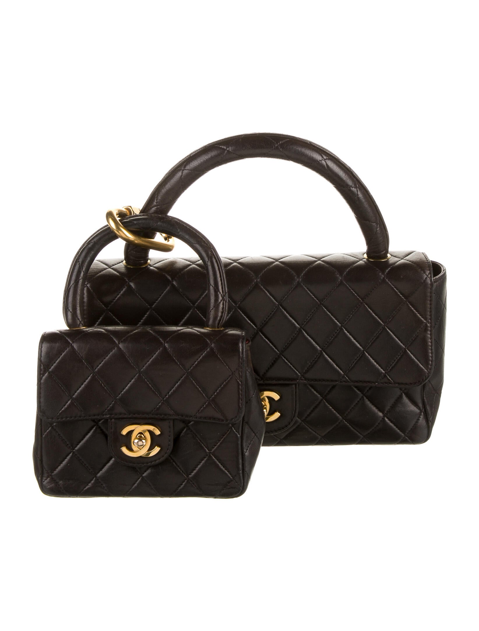 Chanel Kelly Flap Bag Set Black Handle Bags, Handbags CHA739846