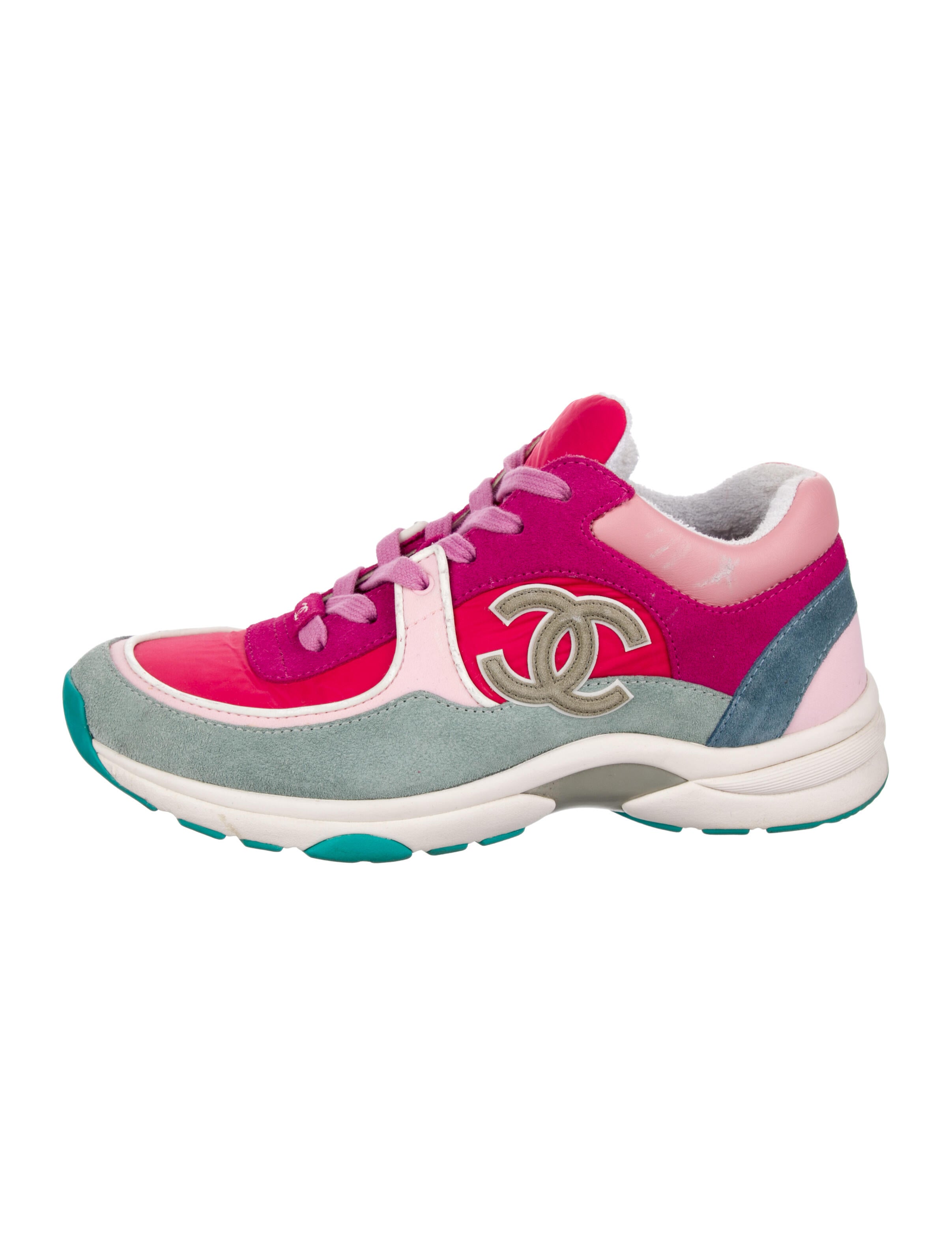 blue and pink chanel sneakers