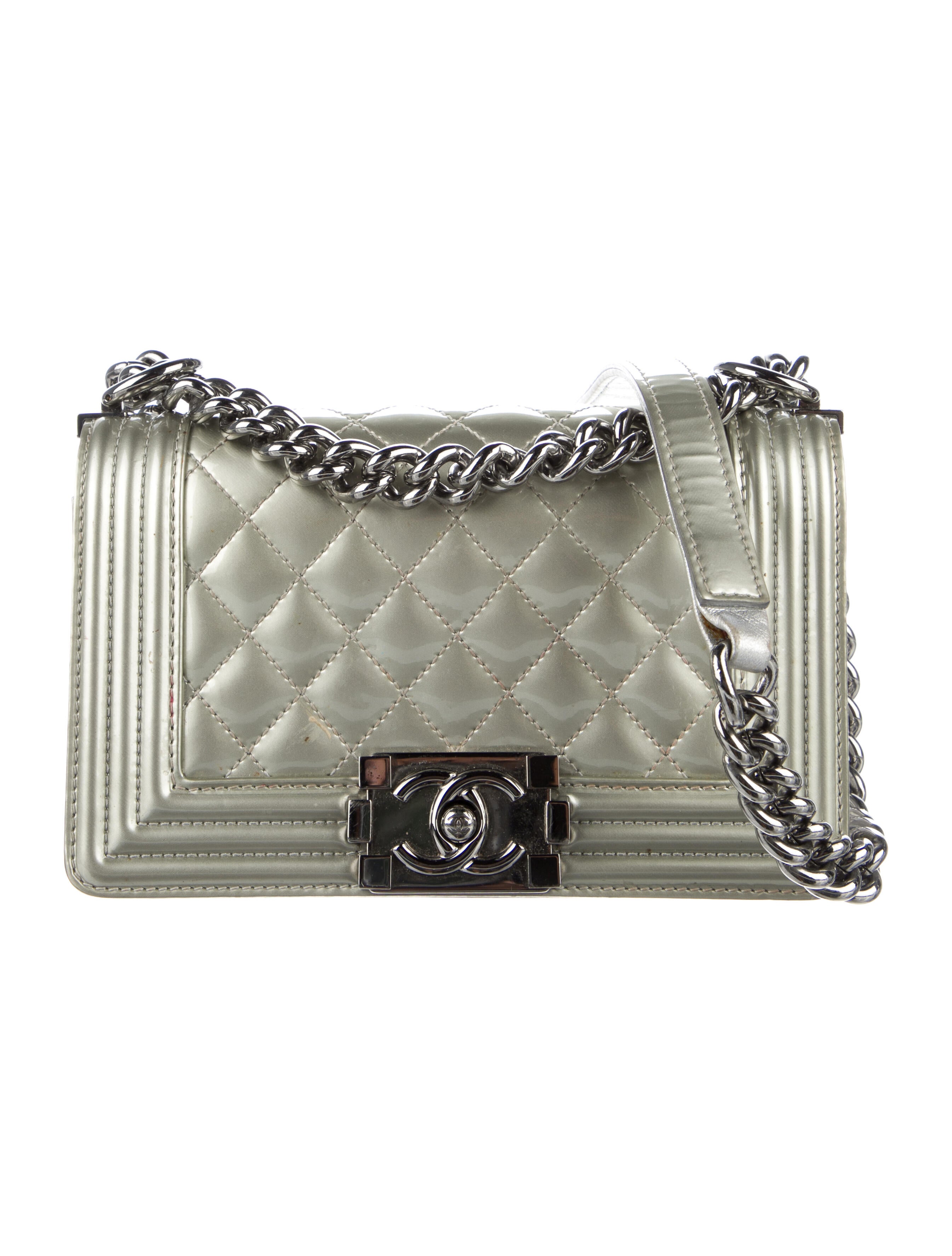 Chanel Small Boy Bag Silver Crossbody Bags, Handbags CHA741856