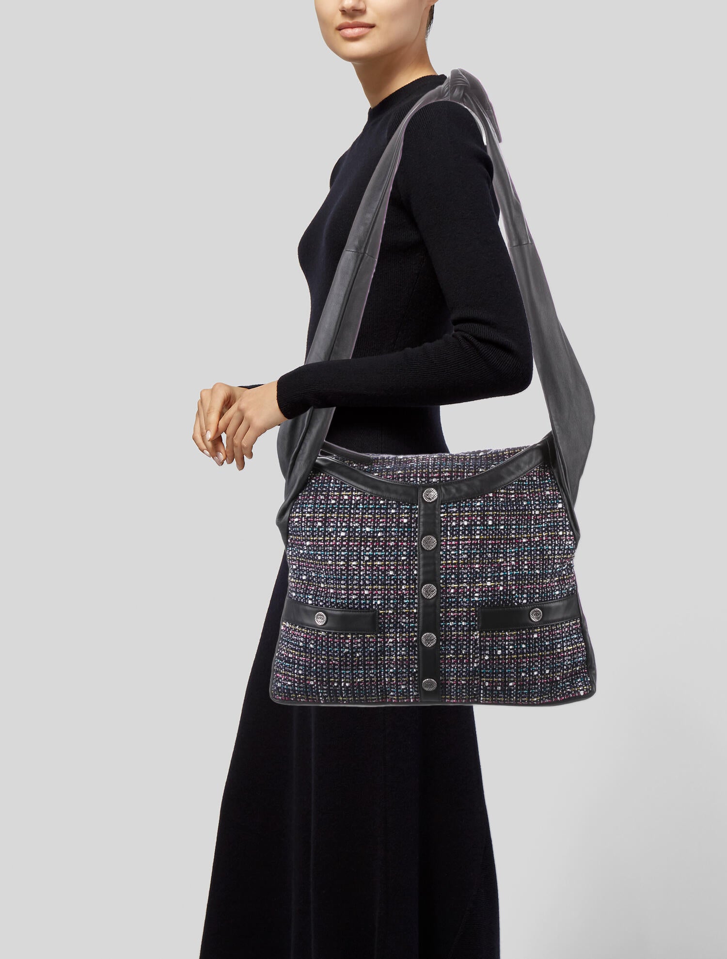 Chanel Large Tweed Girl Bag Blue Shoulder Bags, Handbags CHA746348