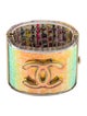 Chanel Iridescent Resin &Tweed CC Hinged Cuff