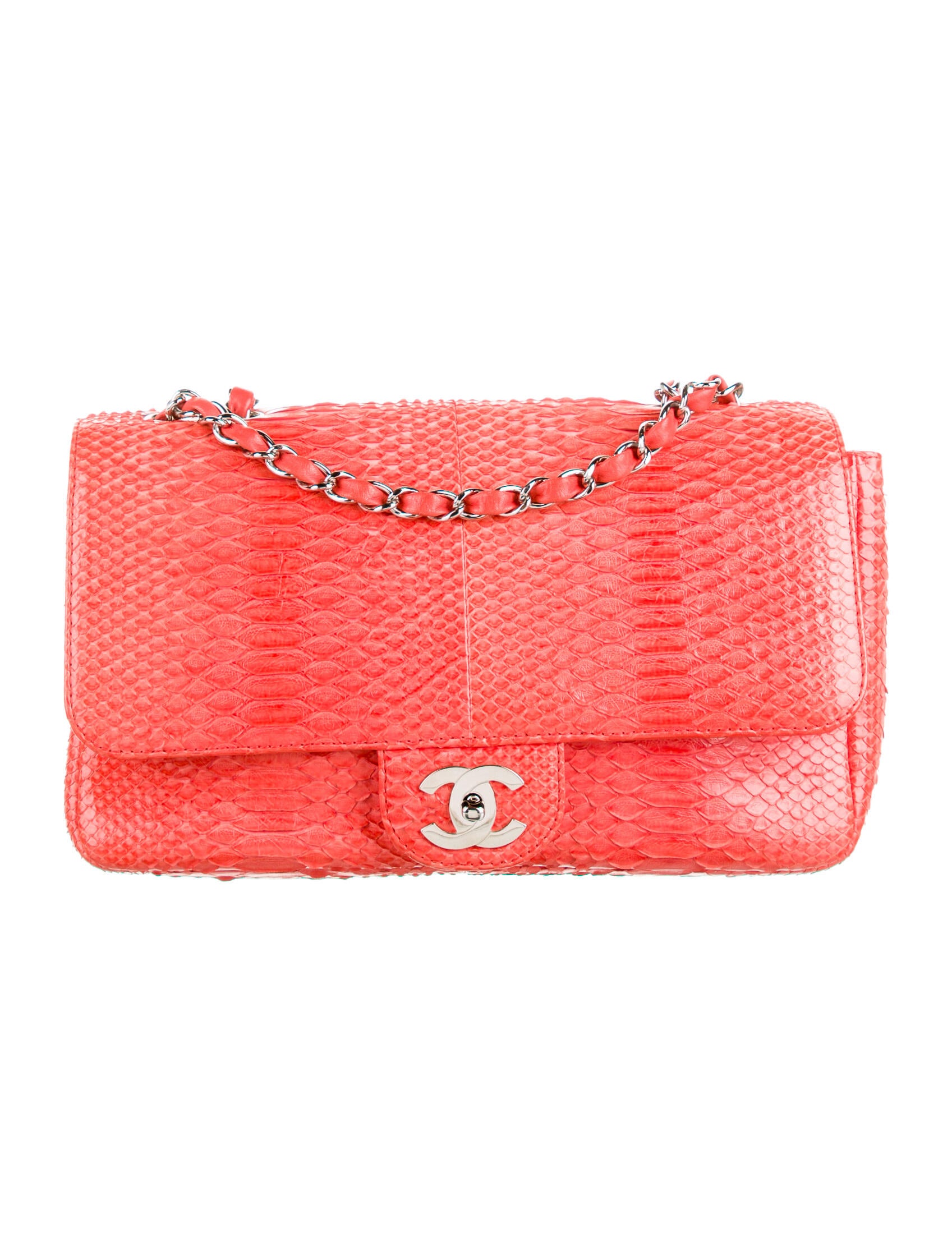 CHANEL シャネル パイソン シャネルミニ チェーンショルダー 青 シルバー金具 レディース