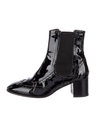 Chanel Interlocking CC Logo Patent Leather Chelsea Boots