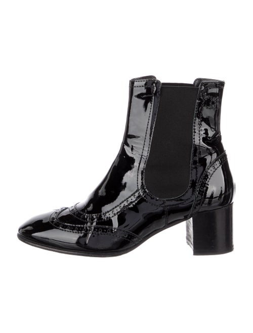Chanel Interlocking CC Logo Patent Leather Chelsea Boots