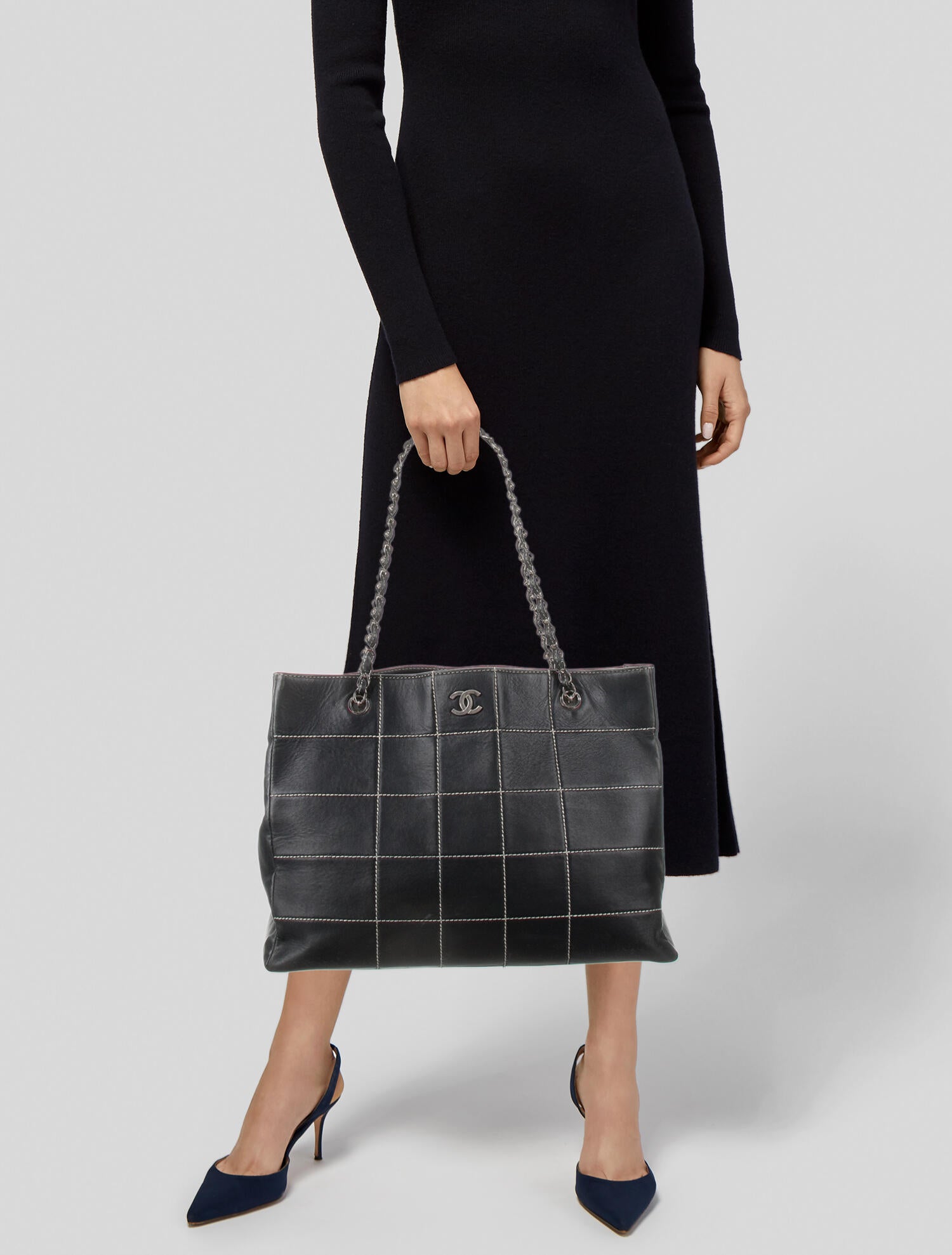 Chanel Square Quilt Shopping Tote - Black Totes, Handbags