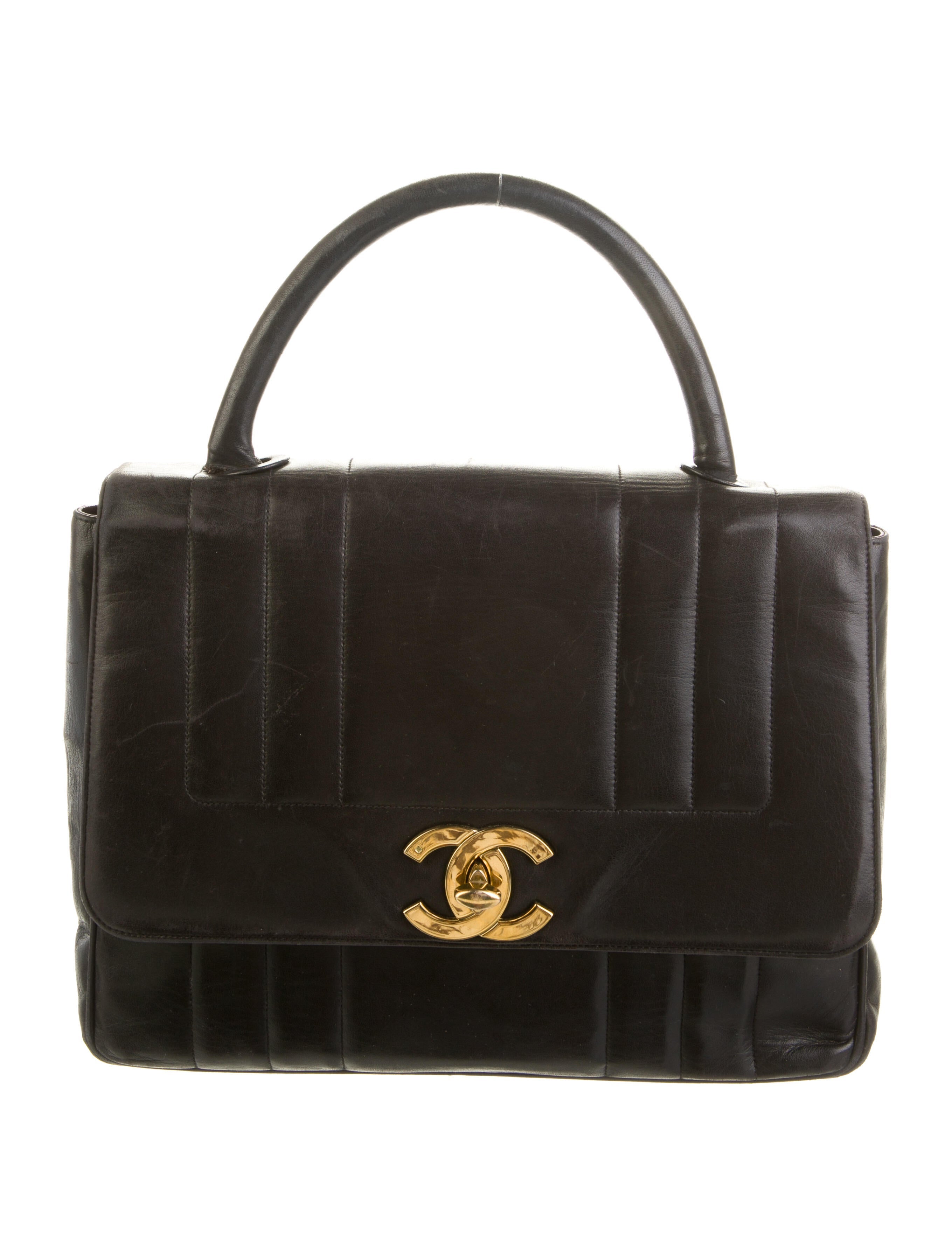 Chanel Vintage Vertical Quilt Kelly Bag Black Handle Bags, Handbags