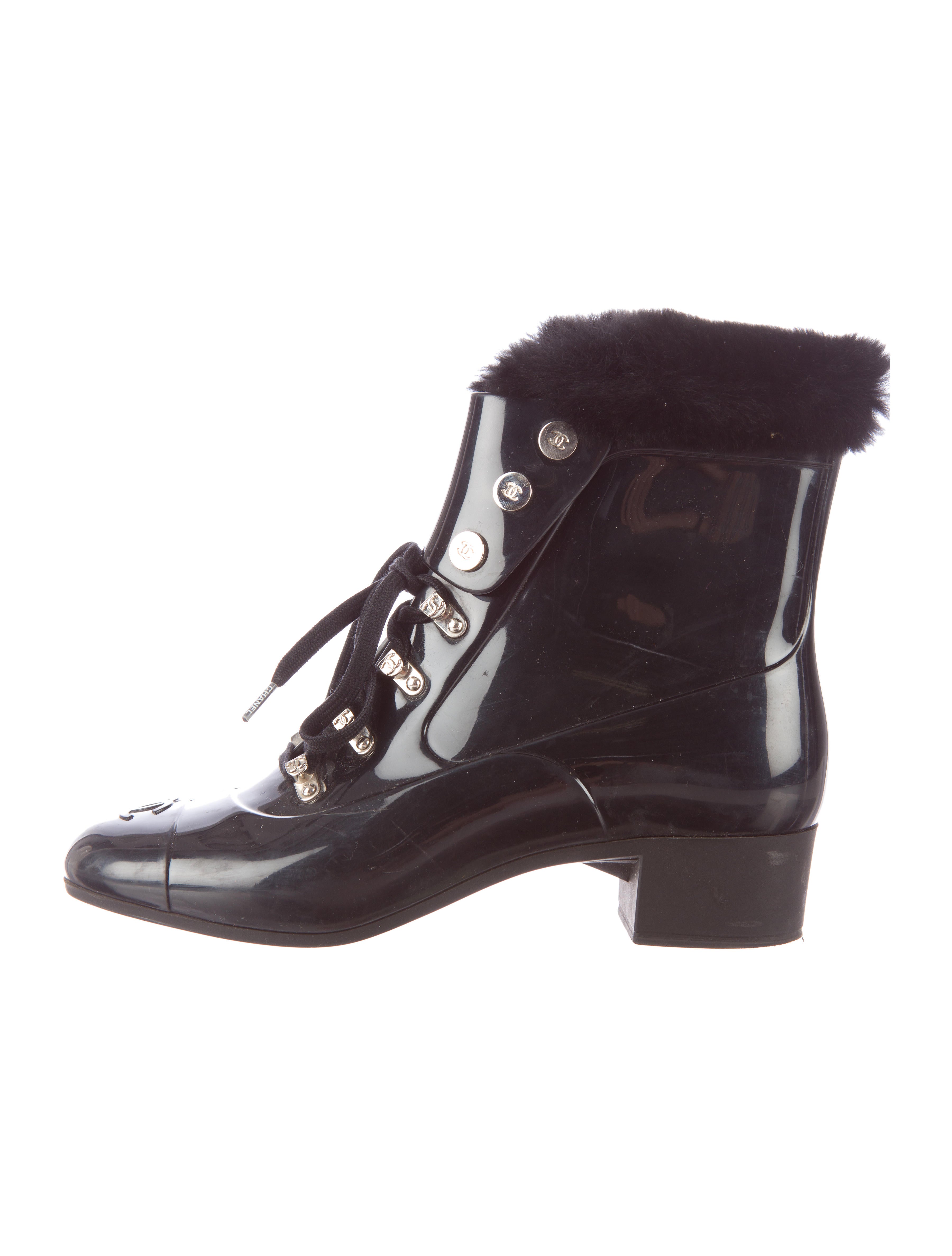 Chanel FurLined Rain Boots Black Boots, Shoes CHA76436 The RealReal