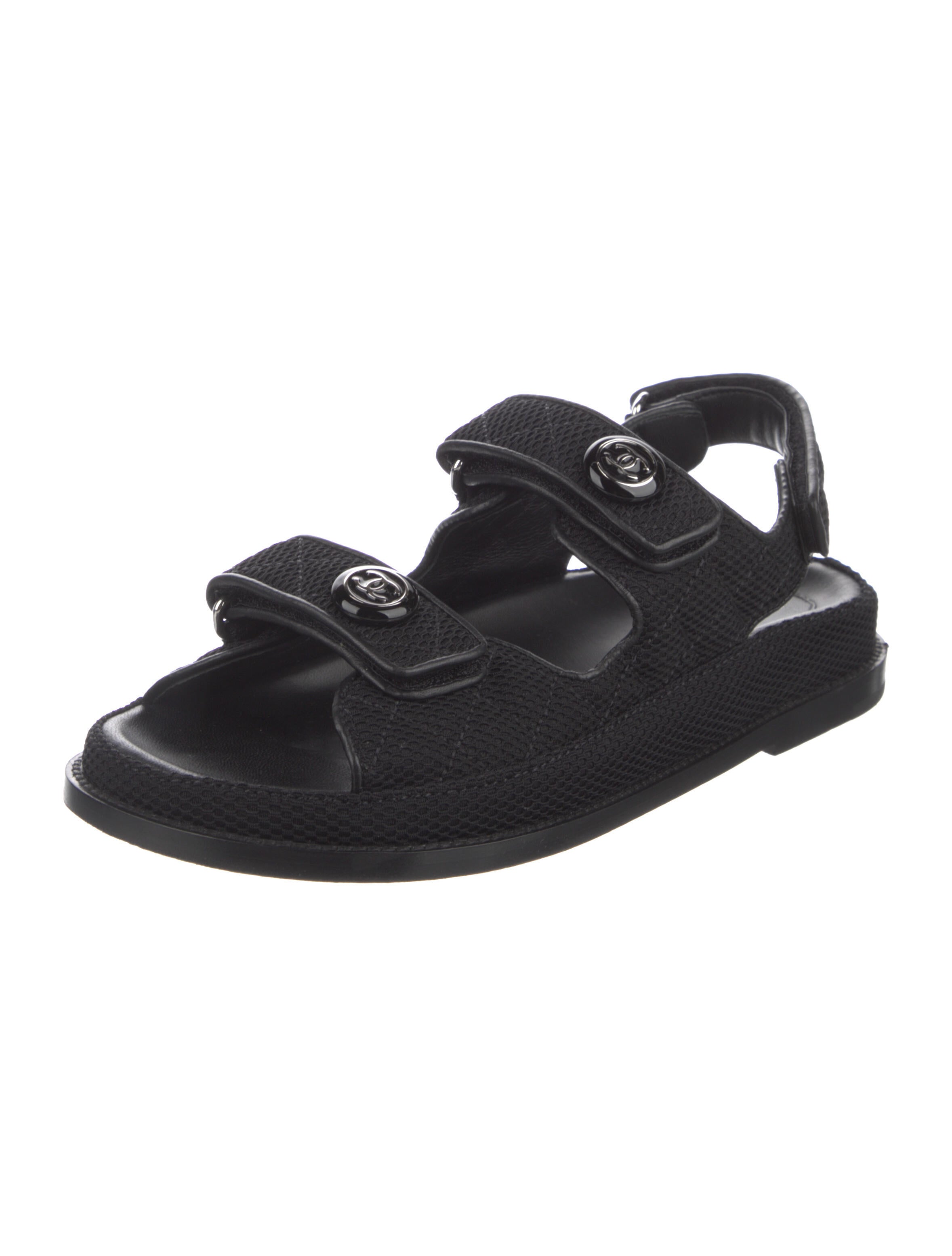 Chanel 2022 Interlocking CC Logo Slingback Sandals Black Sandals