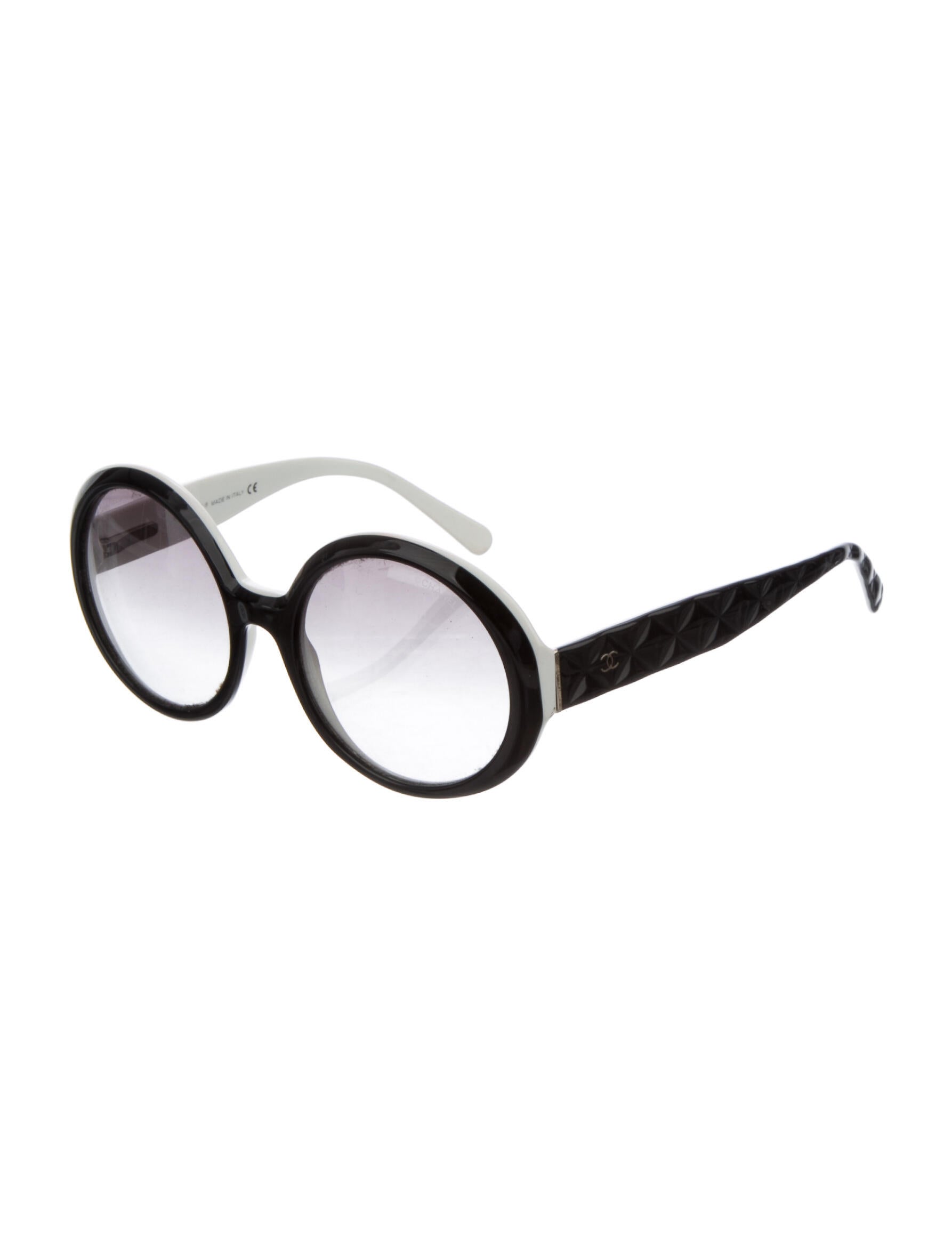 Chanel Interlocking CC Logo Round Sunglasses - Black Sunglasses ...