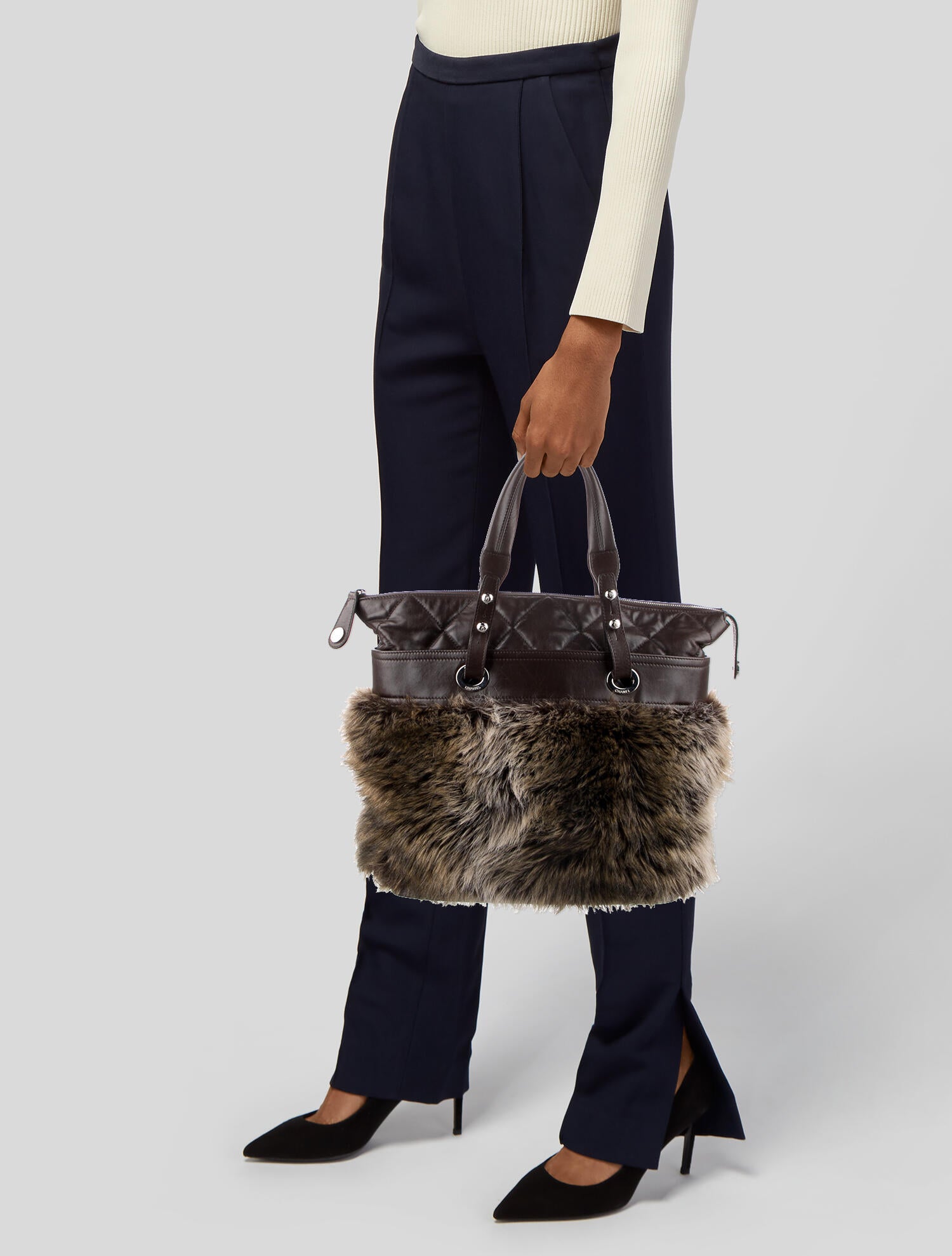 Chanel ParisBiarritz Fantasy Fur Tote Brown Totes, Handbags