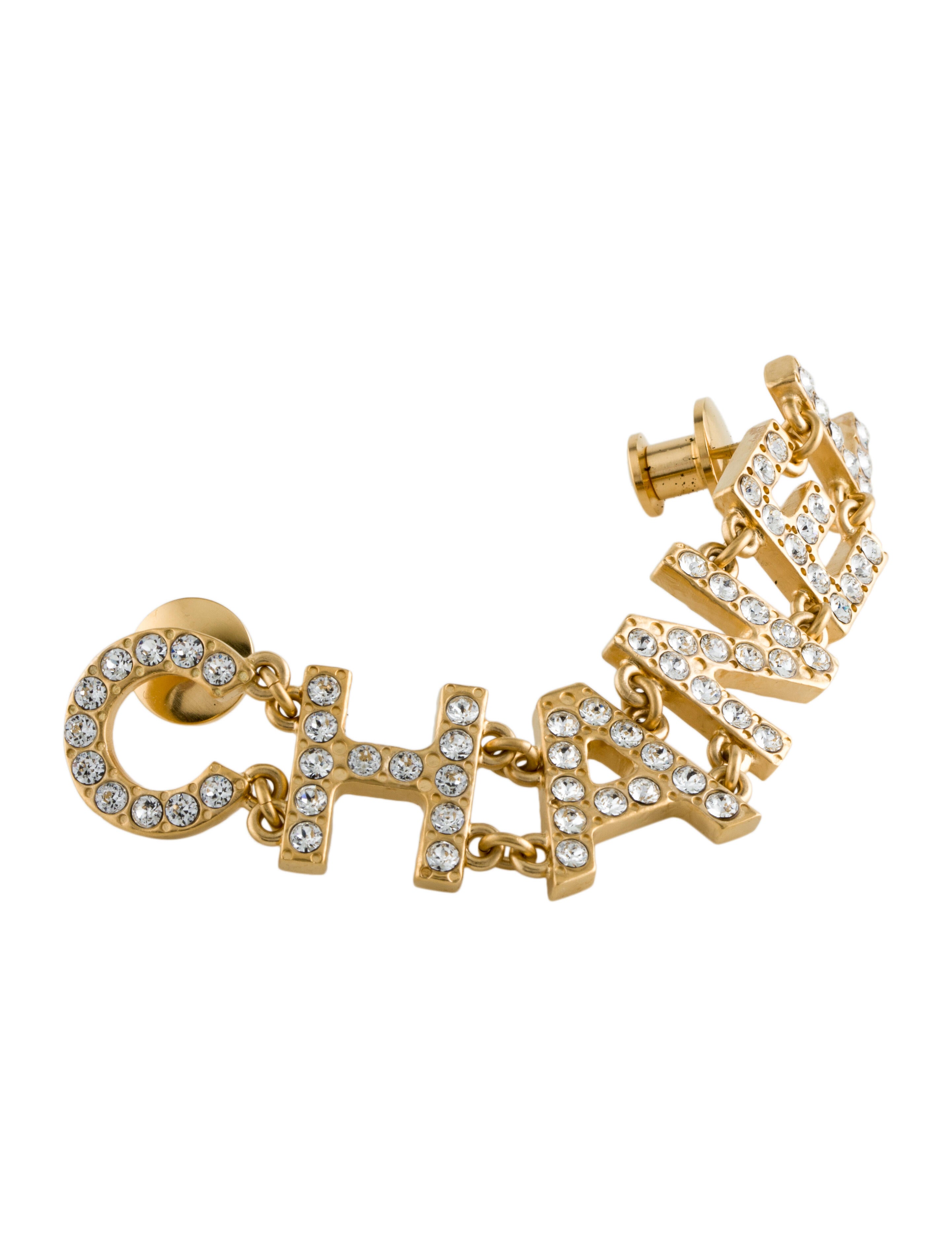 Chanel 2020 Strass Letter Logo Pin Brooch Clear, GoldPlated Pin