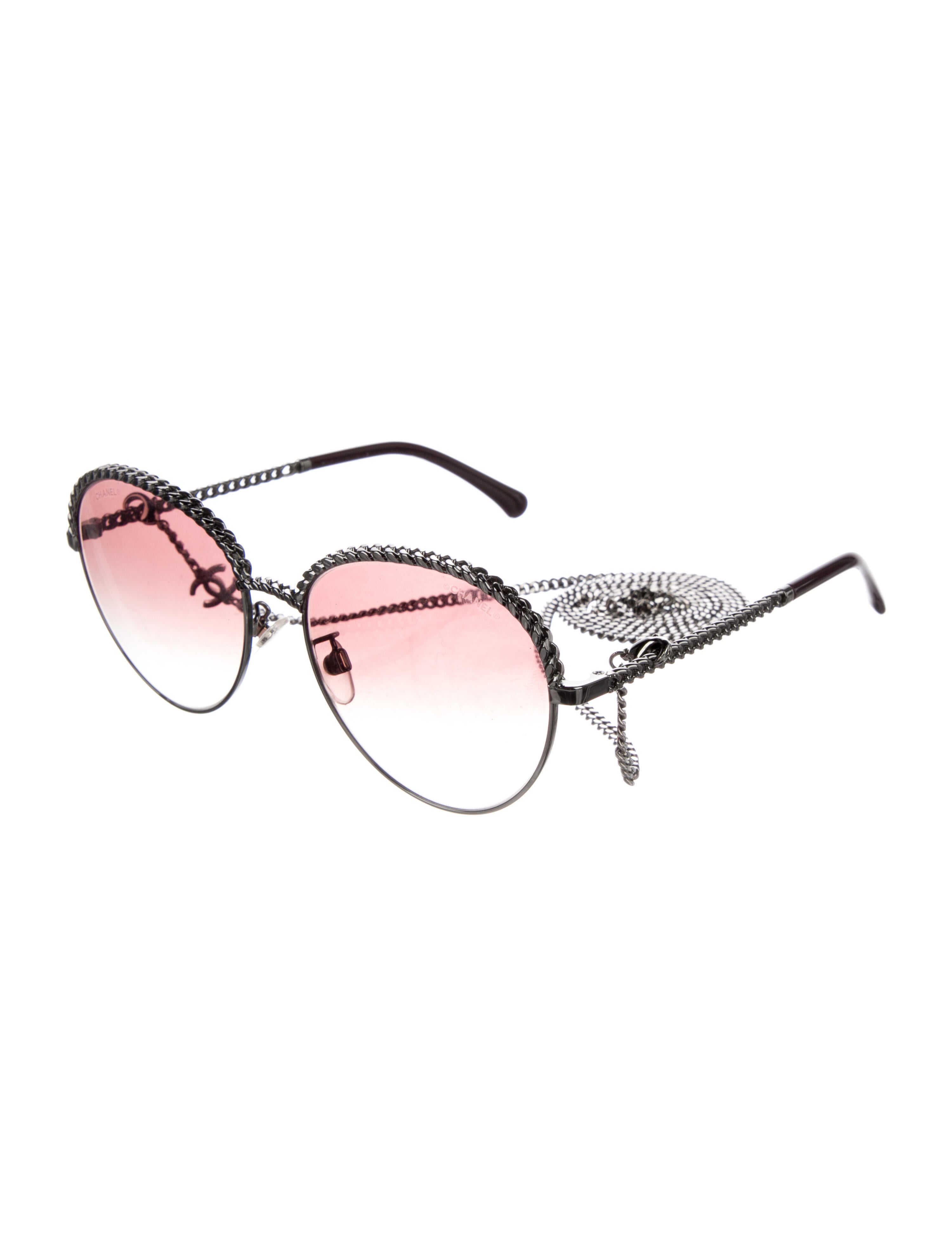 Chanel ChainLink Accent Aviator Sunglasses Metallic Sunglasses