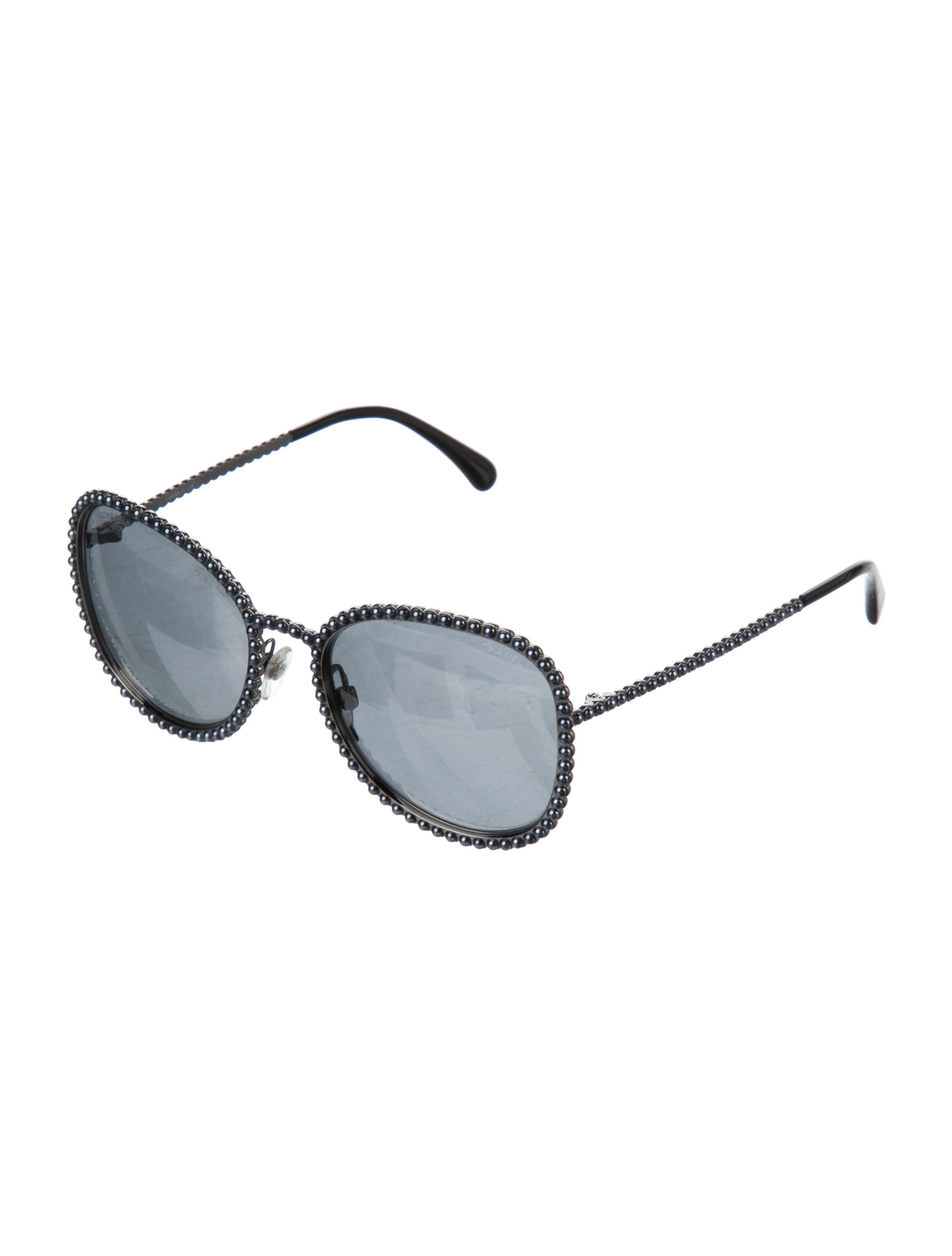 Chanel ChainLink Accent Aviator Sunglasses Metallic Sunglasses