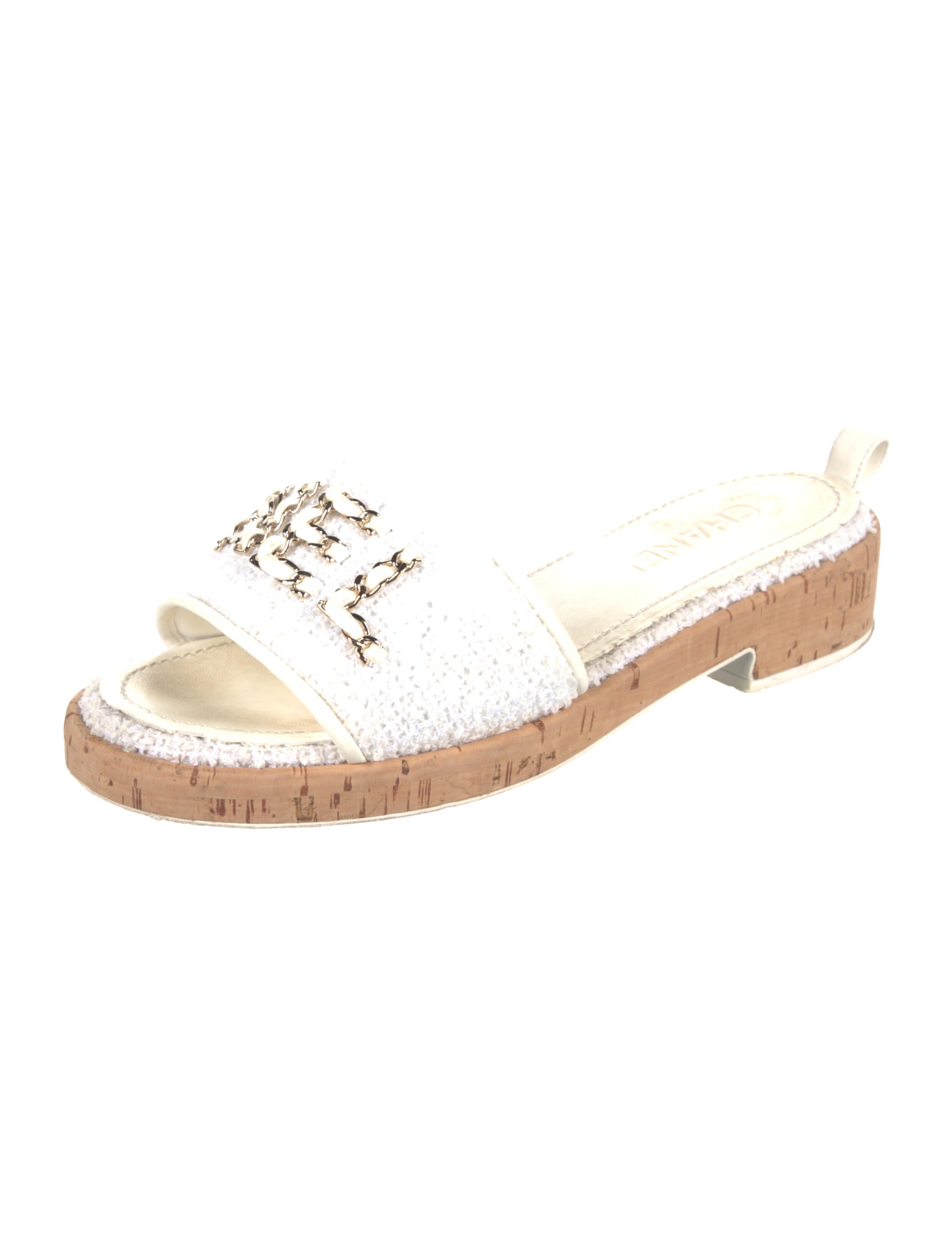 Chanel 2021 Raffia Slides - White Sandals, Shoes - CHA773704 | The RealReal