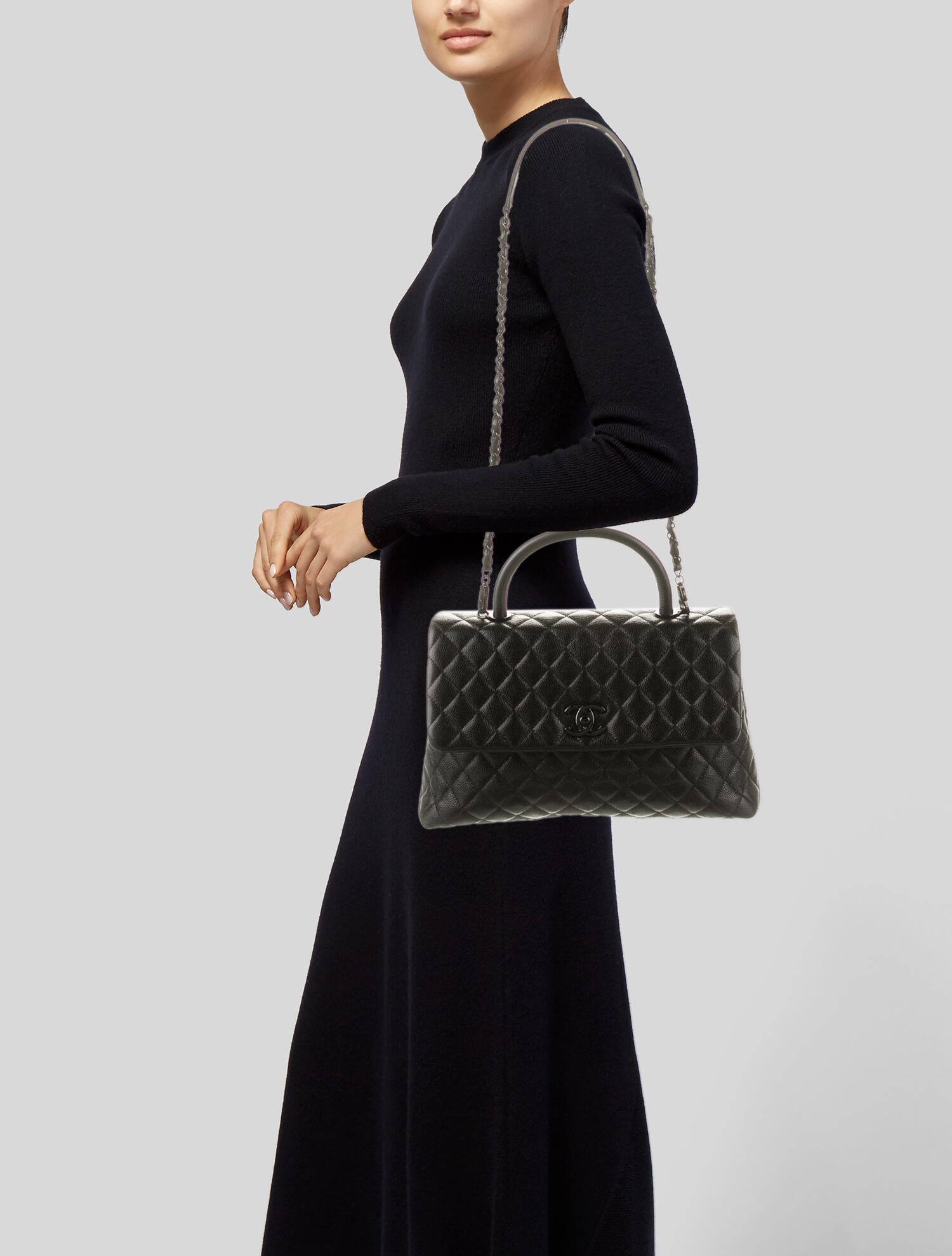 Chanel Large Coco Handle Bag Black Handle Bags, Handbags CHA776816