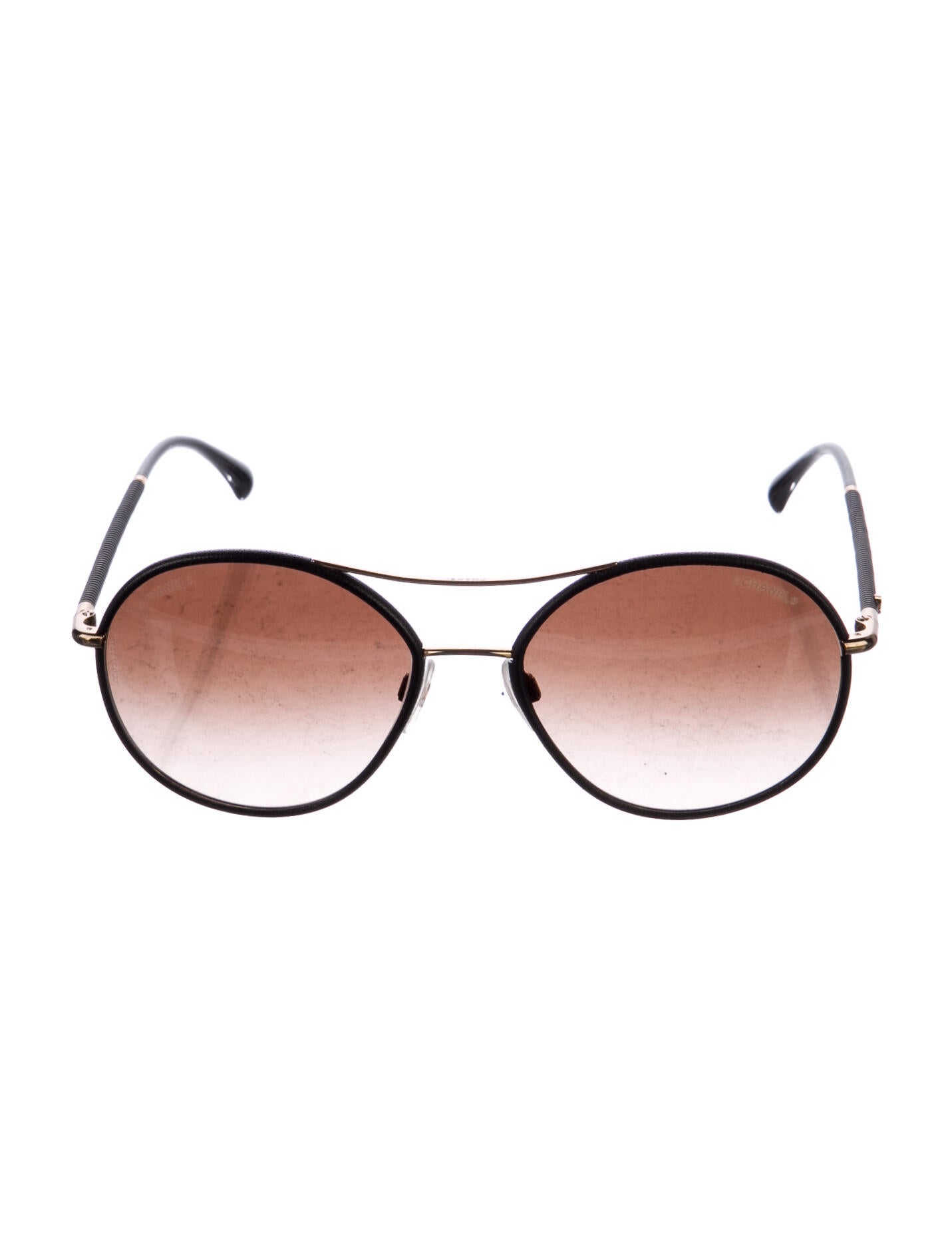 Chanel Interlocking CC Logo Round Sunglasses Black Sunglasses