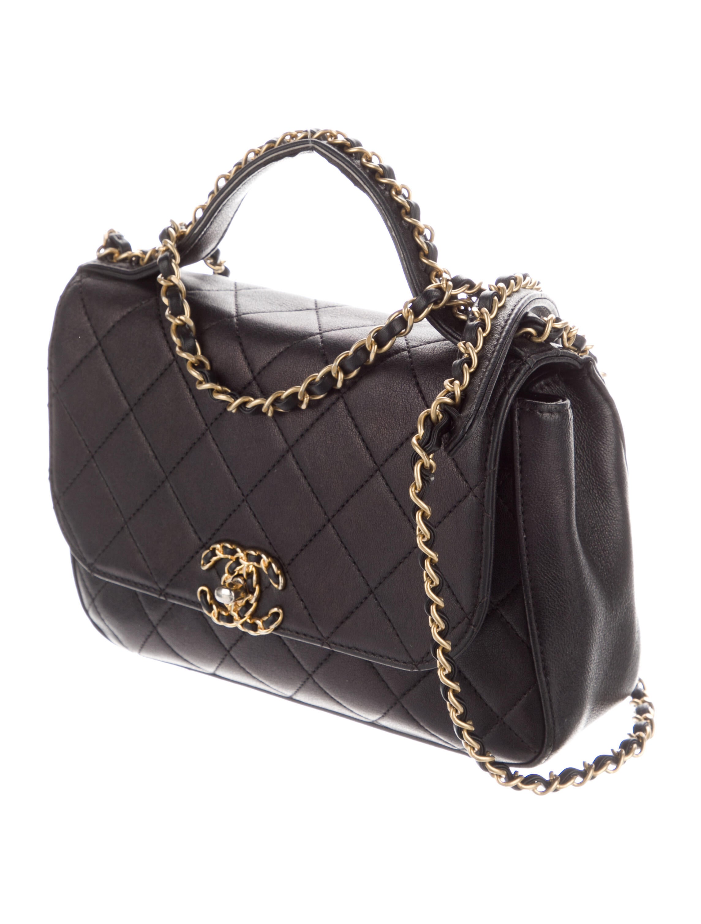 Chanel Quilted Chain Infinity Handle Flap Bag Black Handle Bags, Handbags CHA778339 The