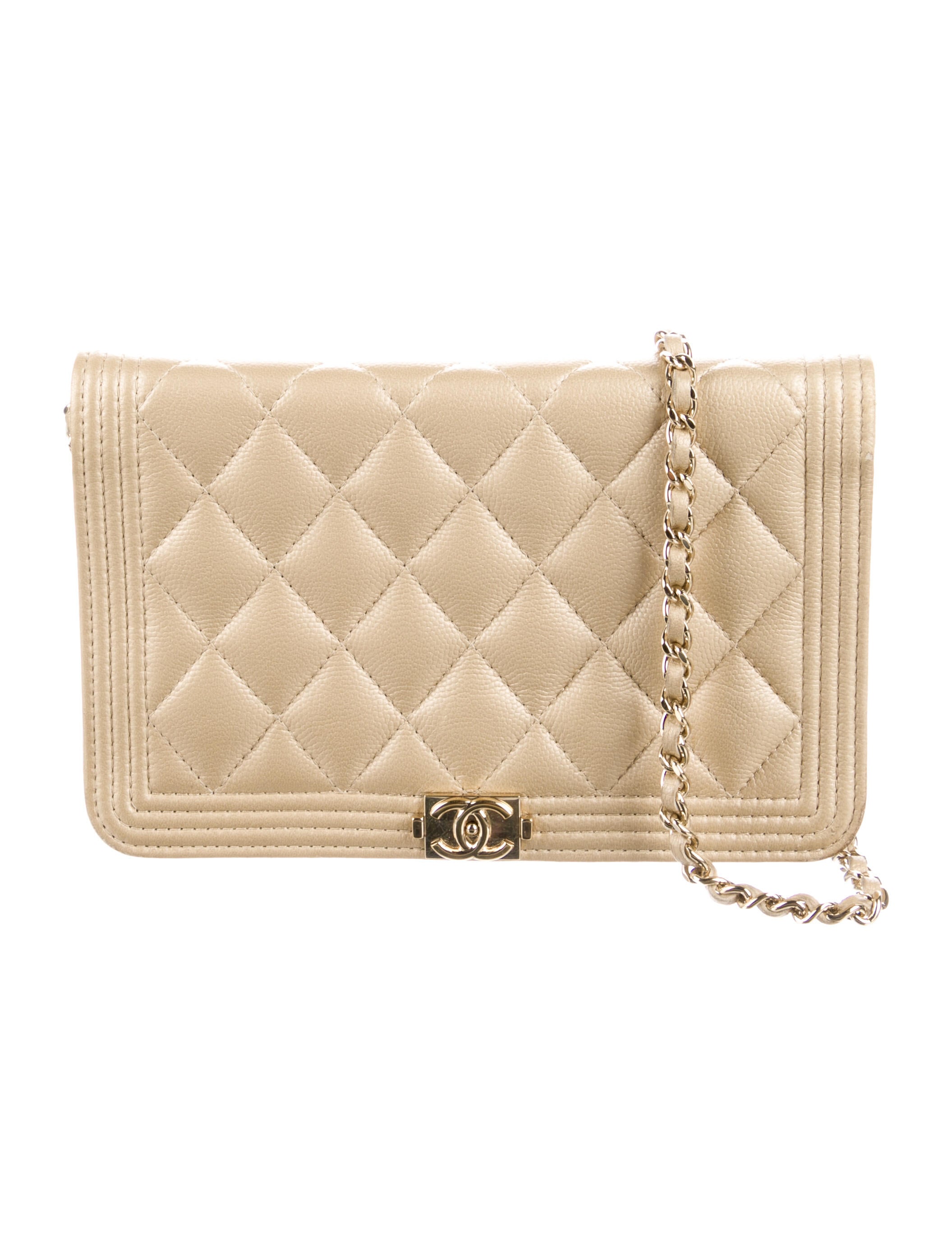Chanel Wallet On Chain Pochette Gold Crossbody Bags, Handbags