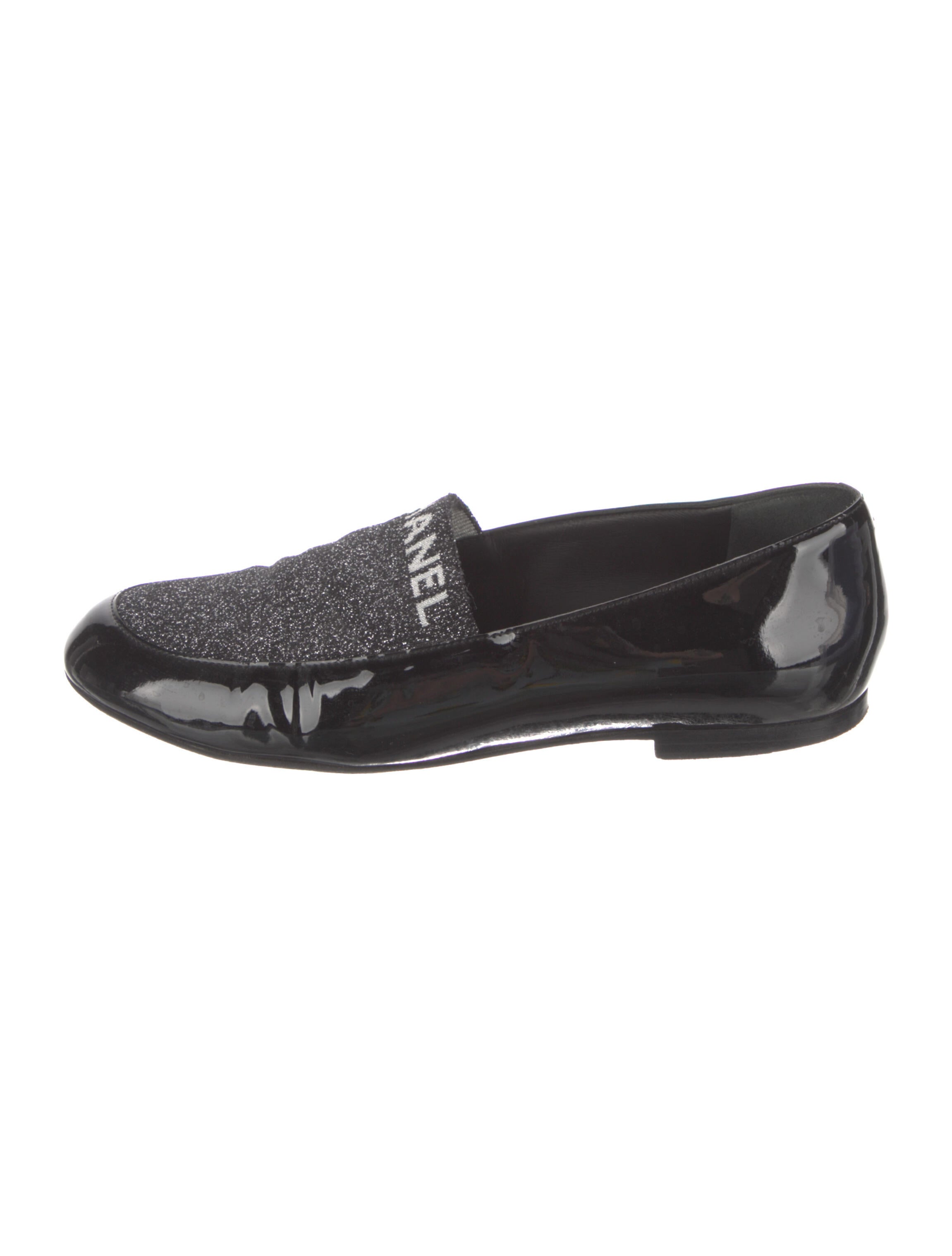 CHANEL Size 6 Black Fabric Rhinestone Loafer Flats main image 0