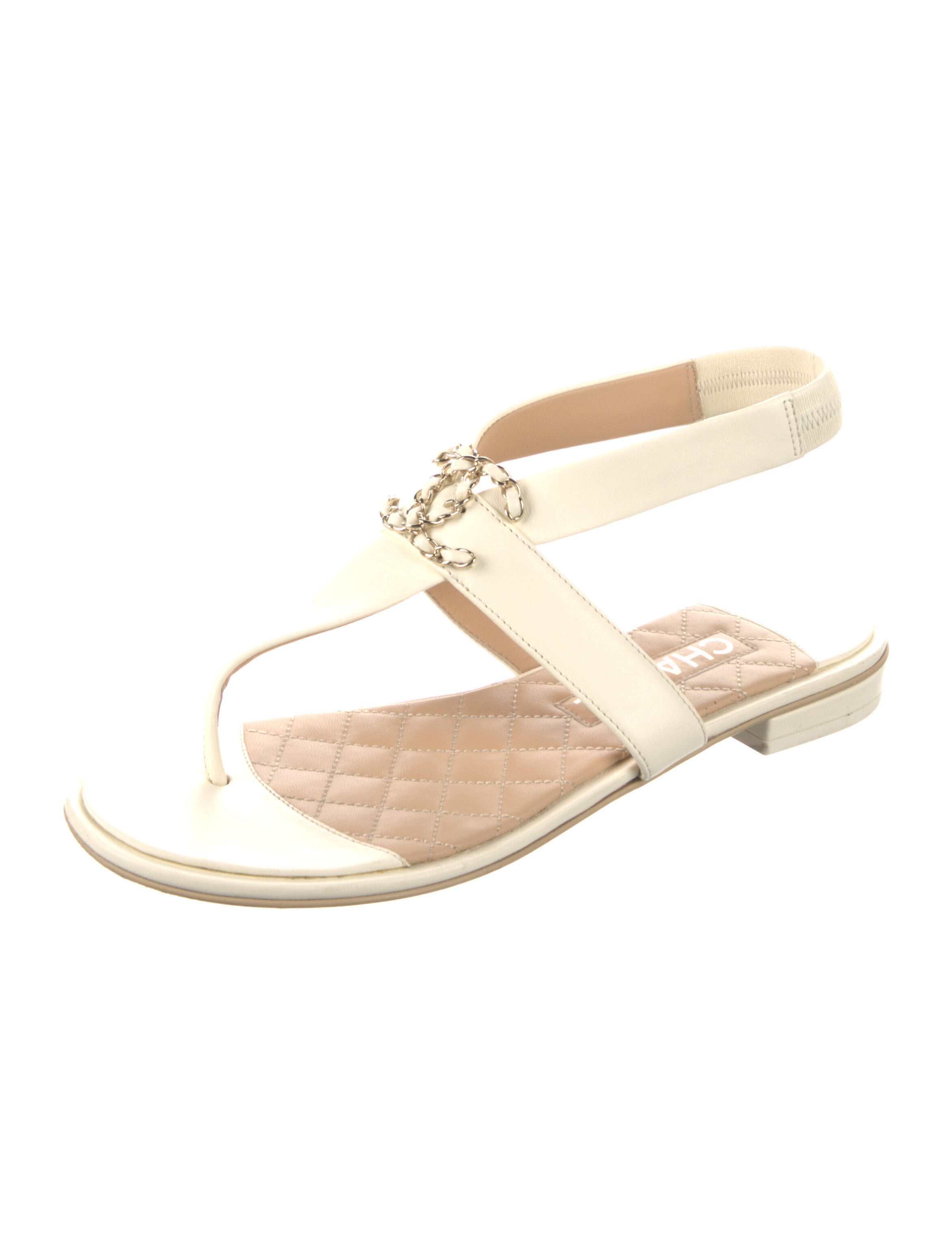 chanel white sandals