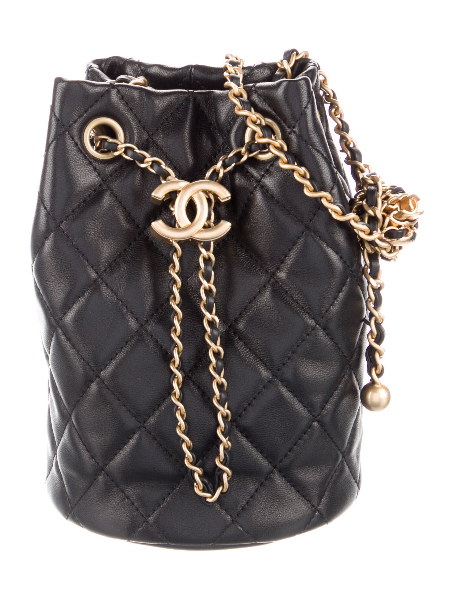 Chanel ParisCosmopolite Small Chevron Bucket Bag Black Bucket Bags, Handbags CHA730168