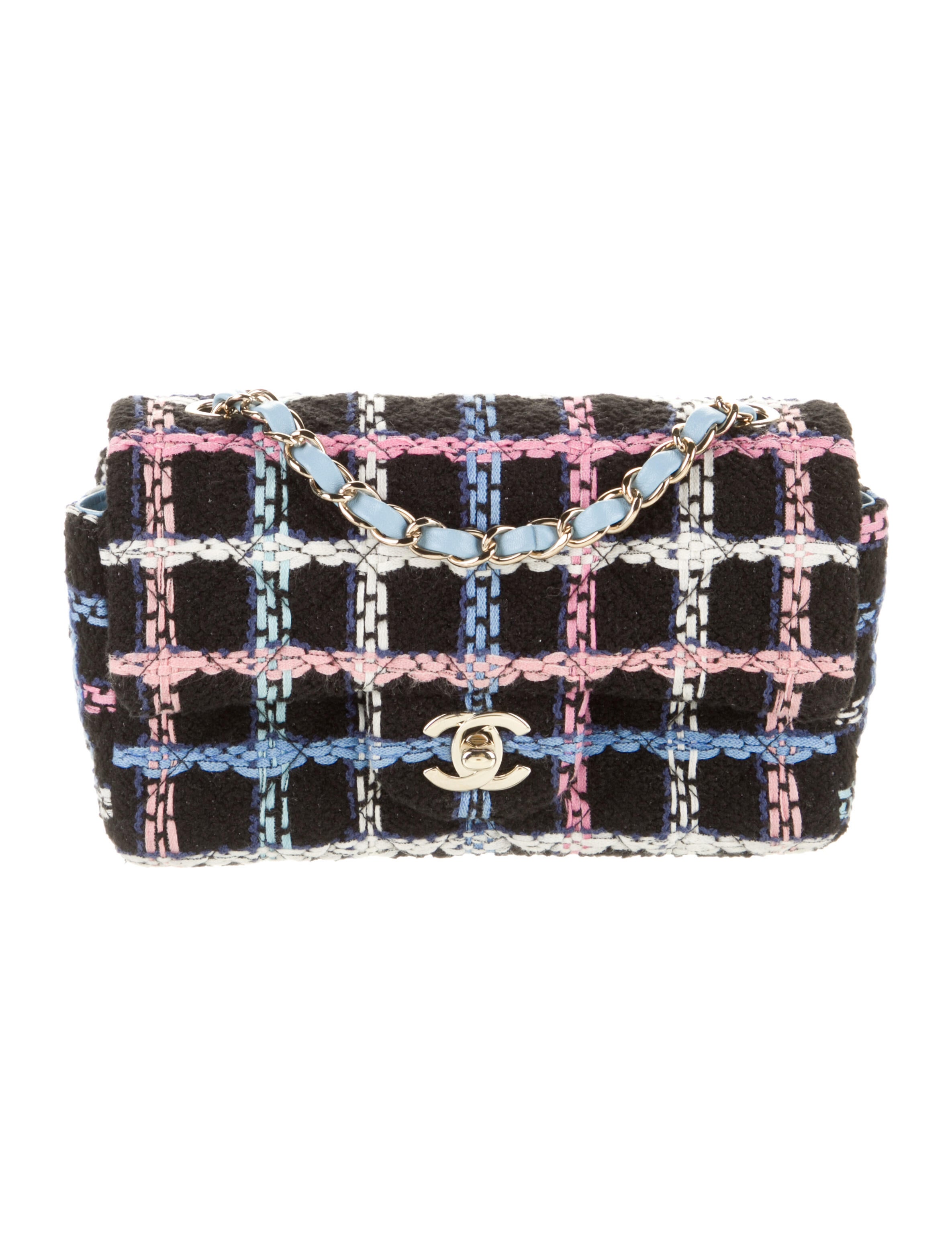 Chanel Tweed Giant Logo Flap Bag Purple Crossbody Bags, Handbags