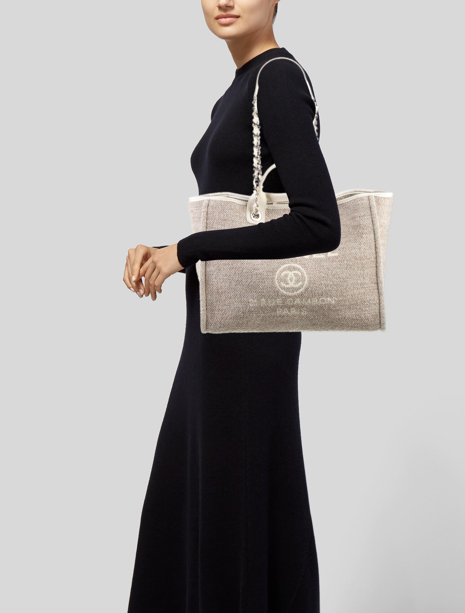 Chanel 2021 Medium Wool Deauville Tote Neutrals Totes, Handbags