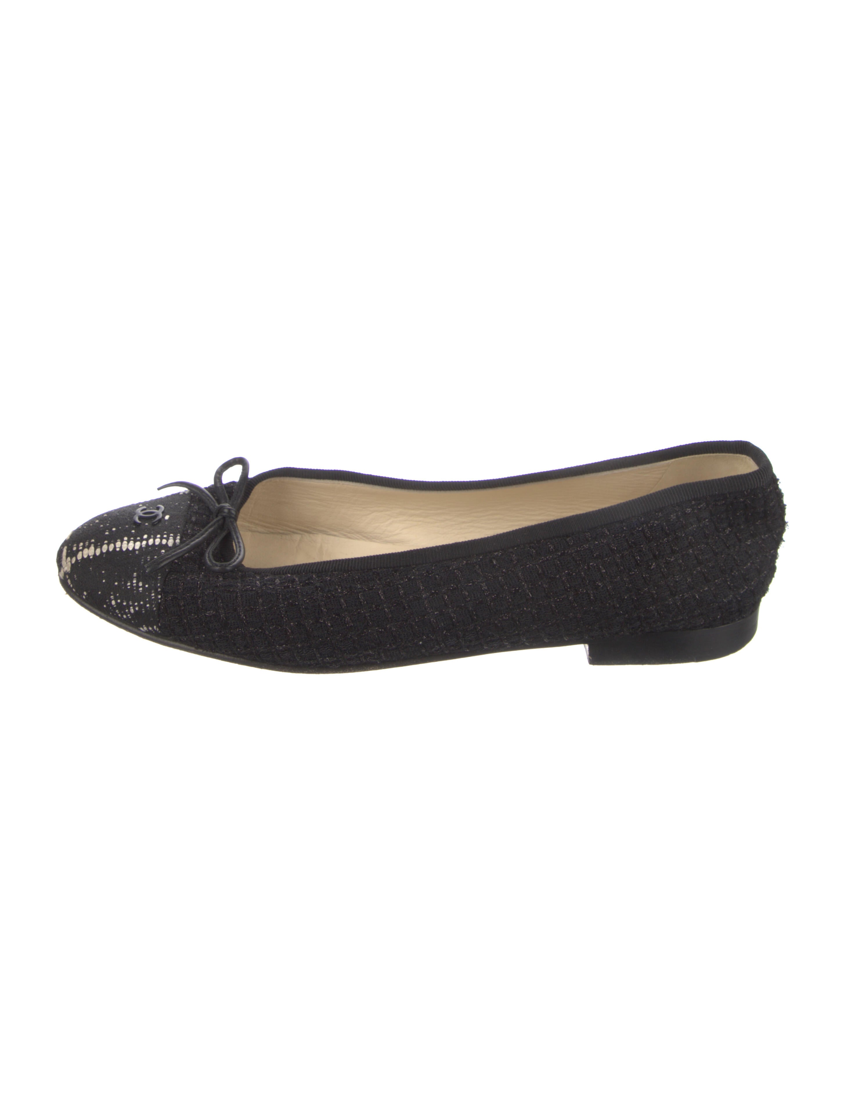 chanel tweed ballet flats