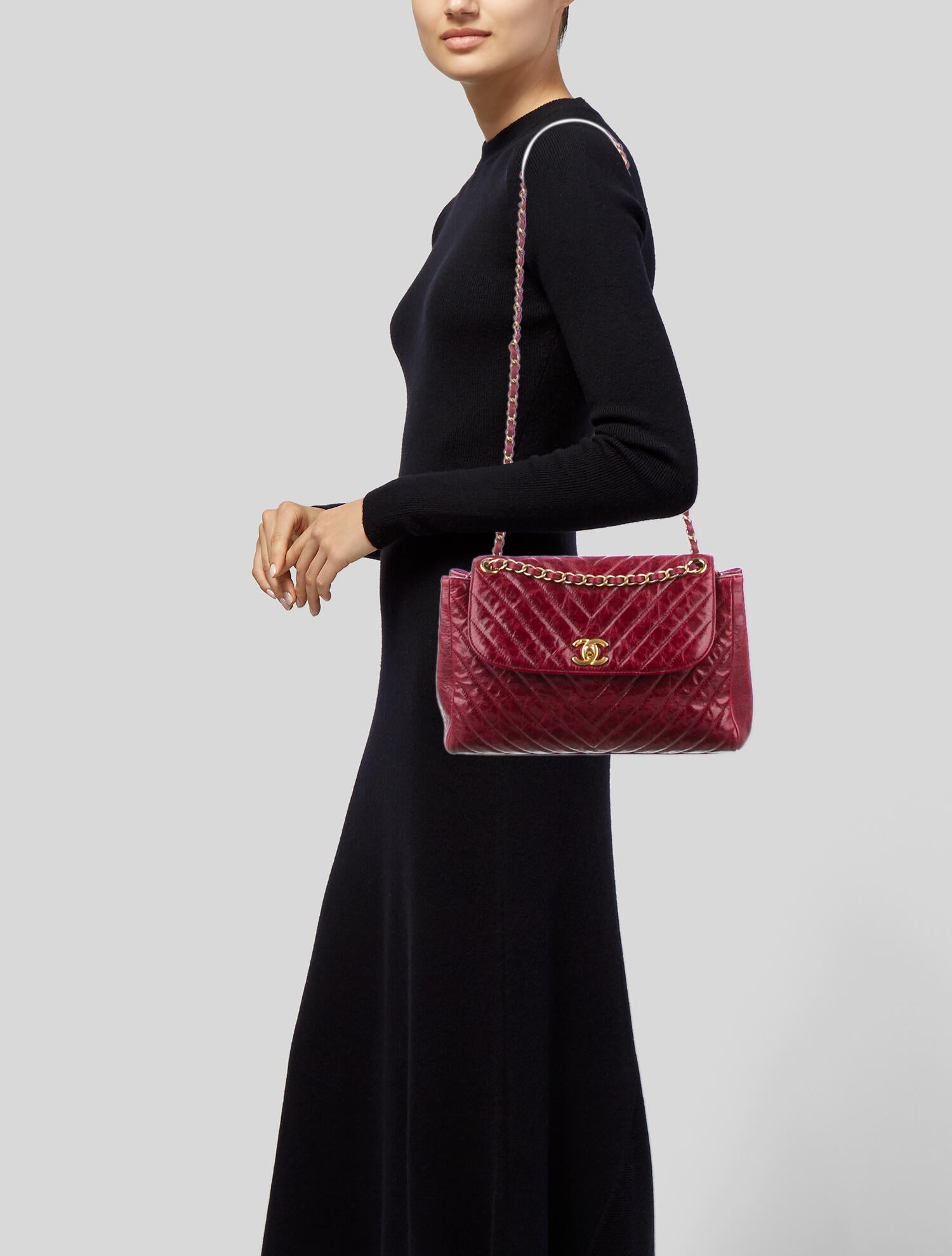 Chanel Large Chevron Hampton Flap Bag