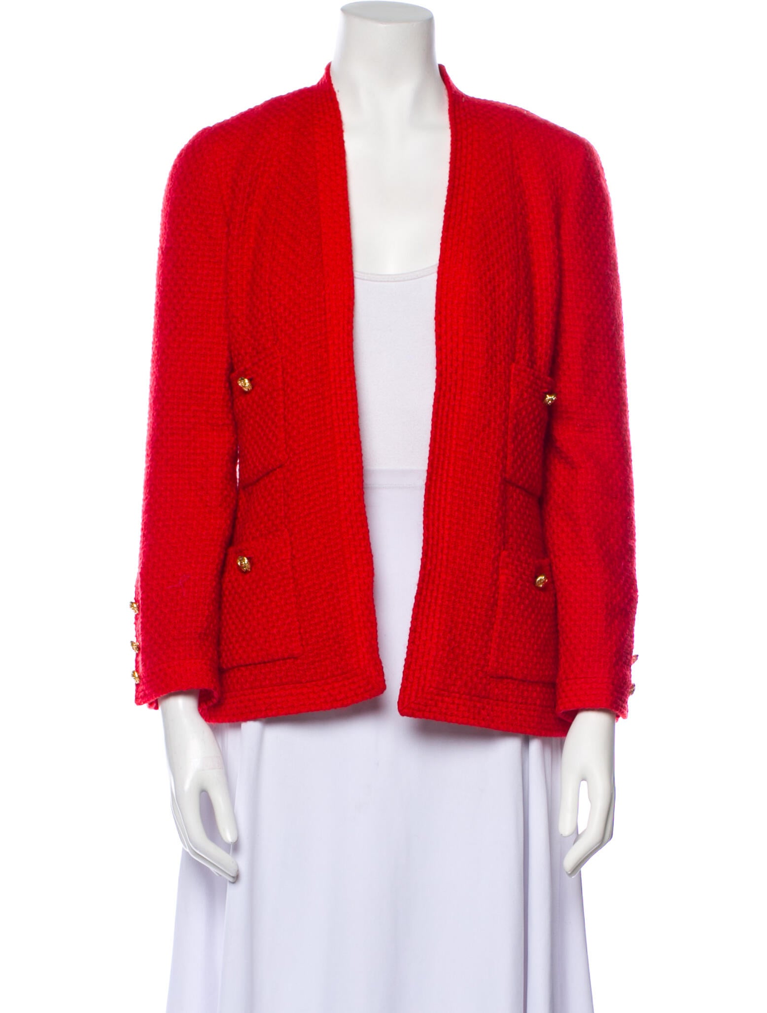 Chanel Vintage 1991 Blazer Red Jackets, Clothing CHA790678 The