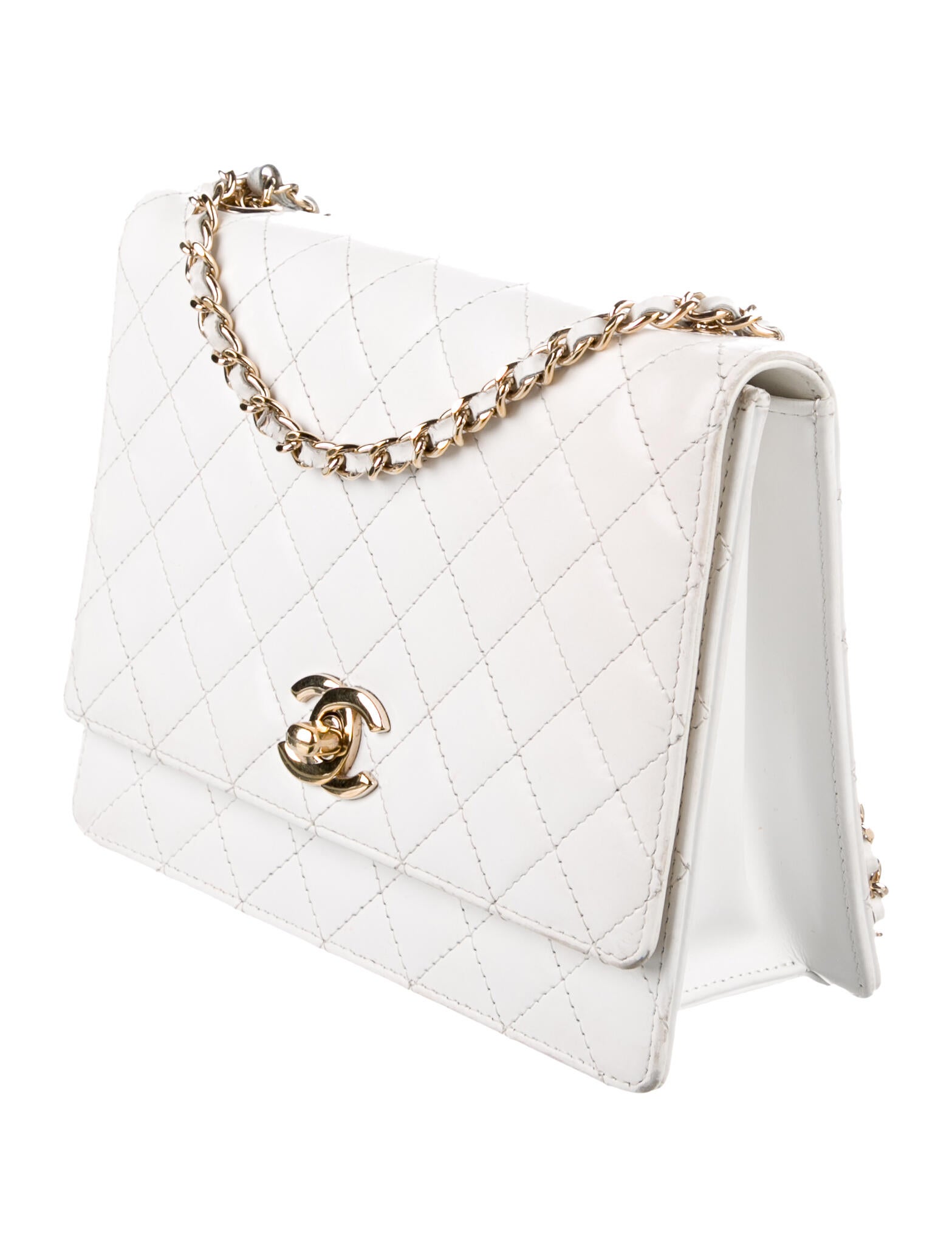 Chanel Quilted Square Flap Bag White Shoulder Bags, Handbags