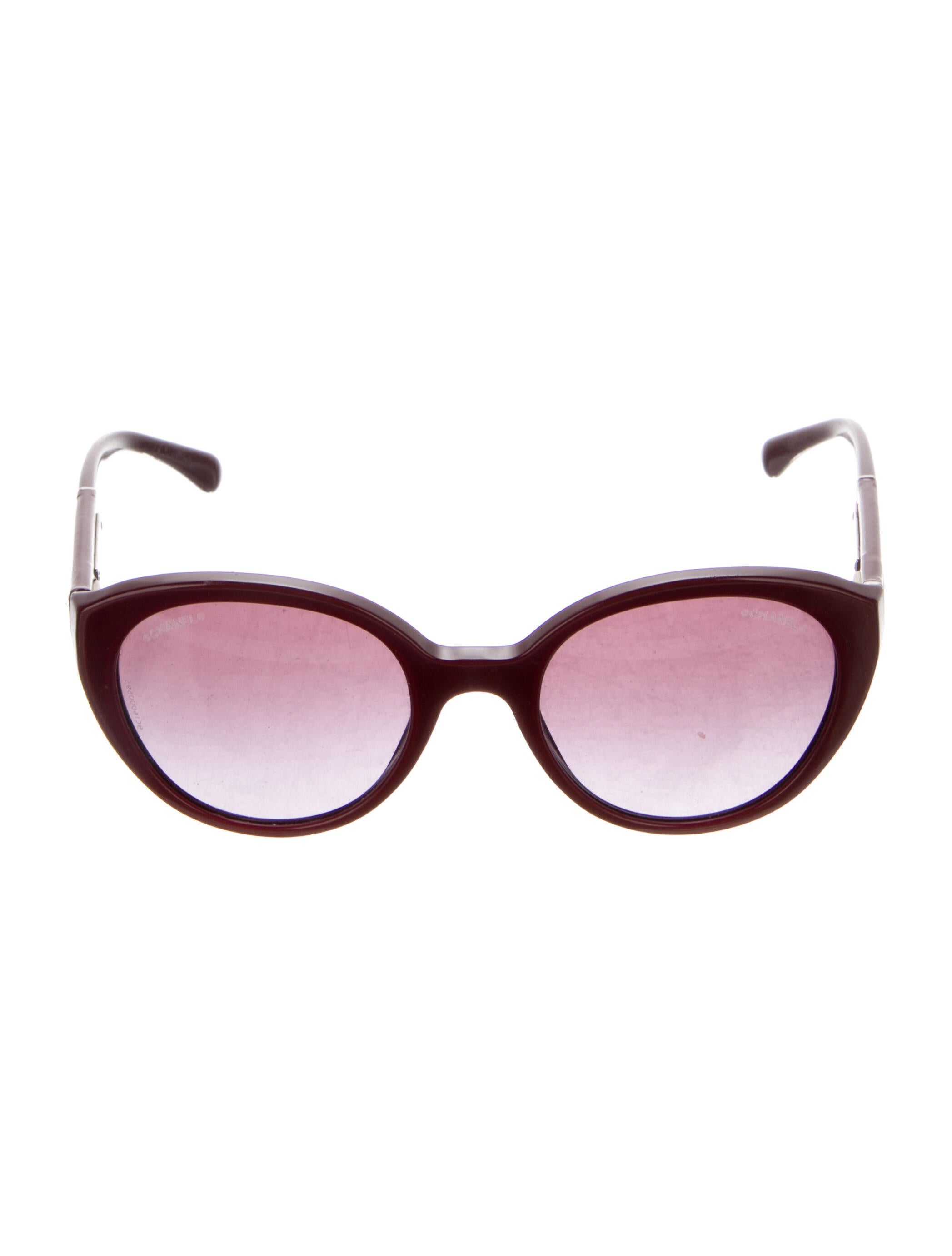 Chanel Interlocking CC Logo Round Sunglasses Burgundy Sunglasses