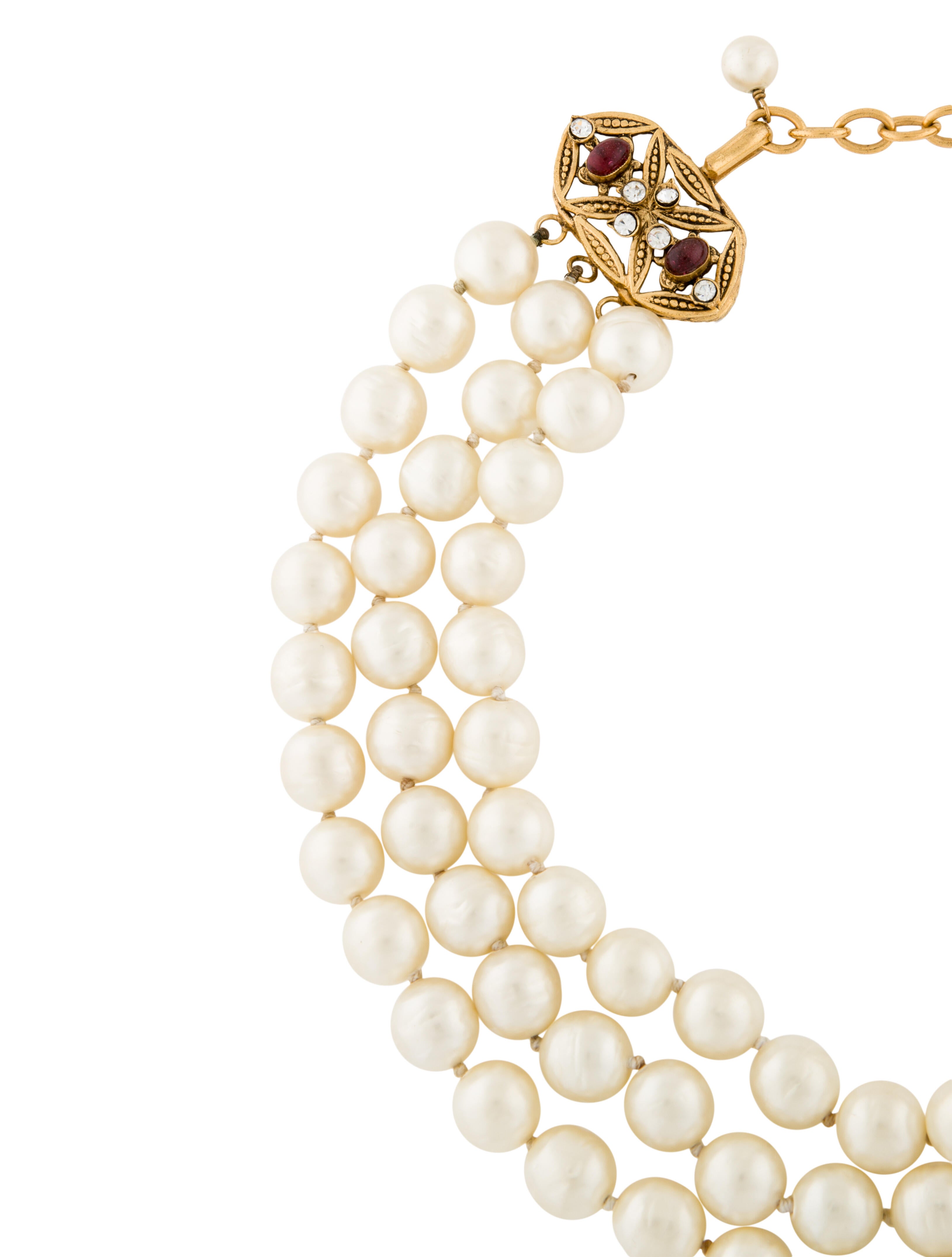 Chanel Vintage Faux Pearl, Strass & Gripoix Multistrand Choker Necklace