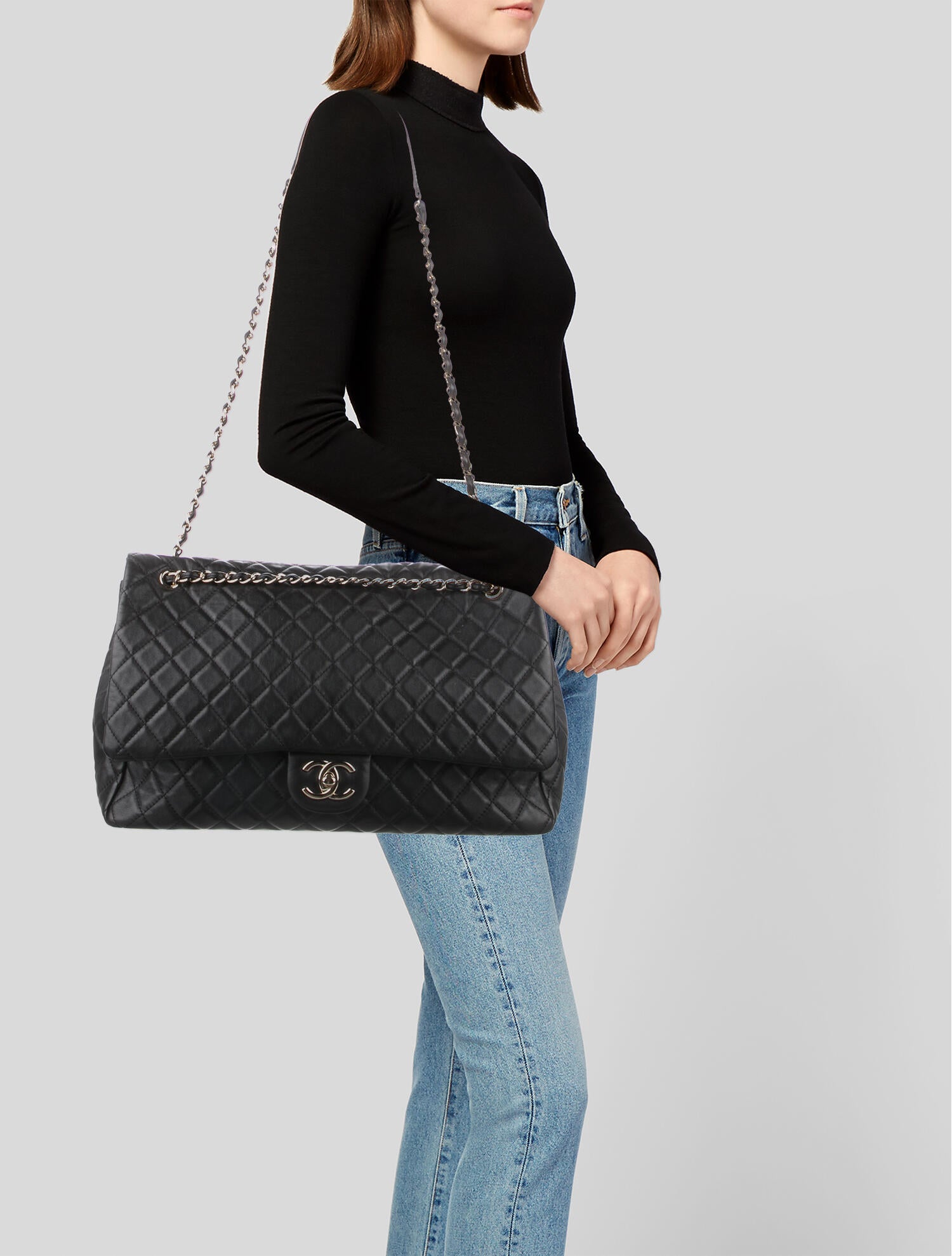 Chanel Small XXL Flap Bag Black Shoulder Bags, Handbags CHA806848 The RealReal