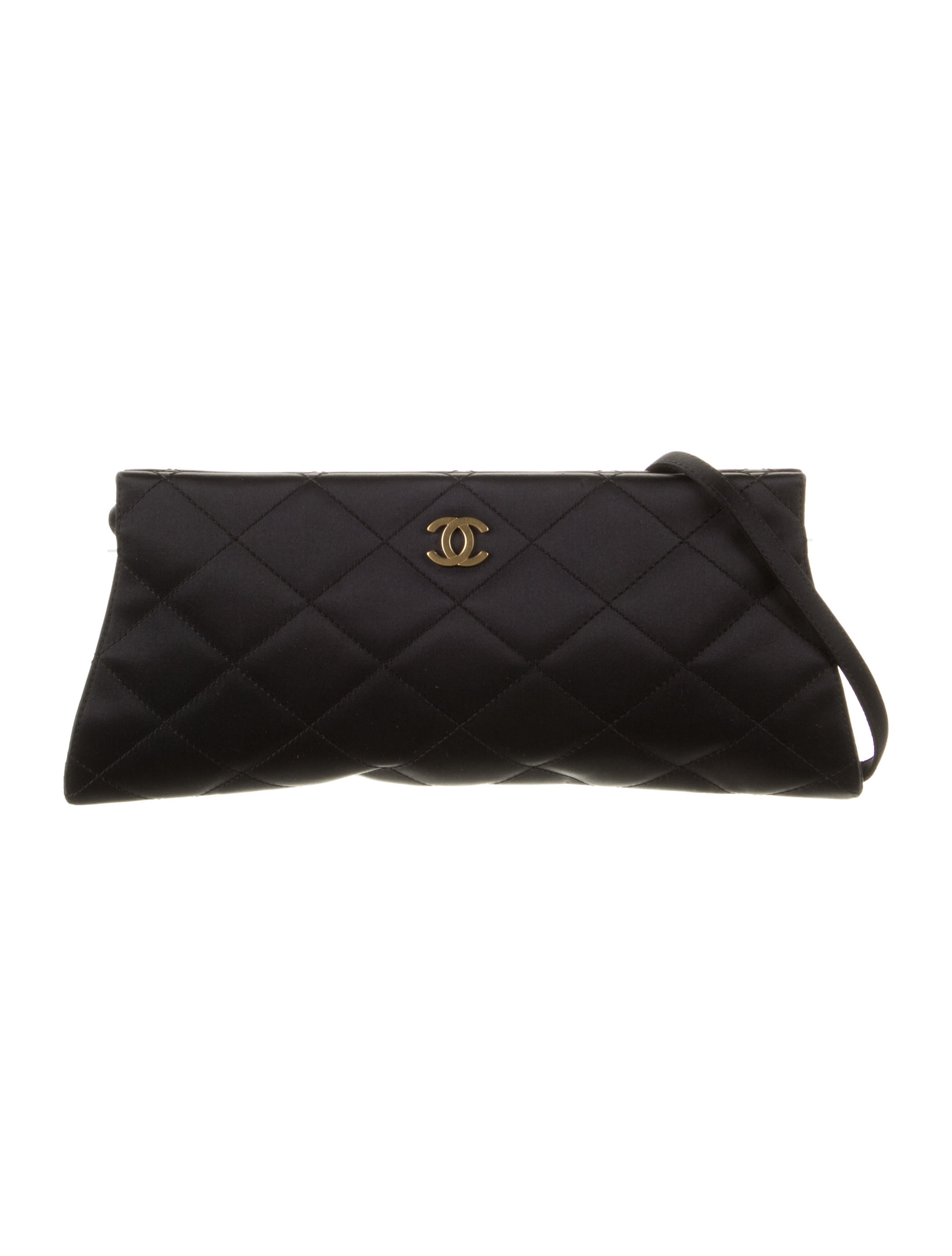 Chanel Quilted Satin Clutch Black Clutches, Handbags CHA137796