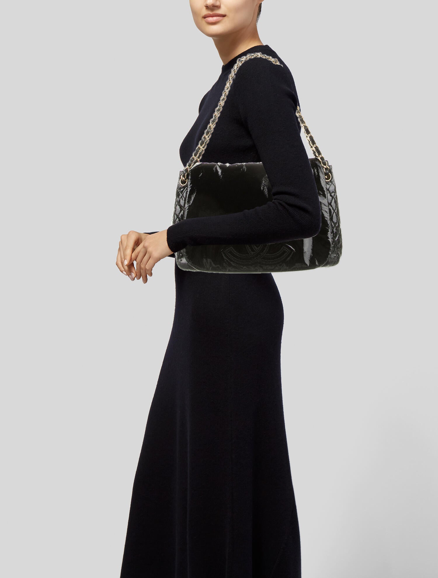 Chanel Shearling Accordion Flap Bag Black Shoulder Bags, Handbags