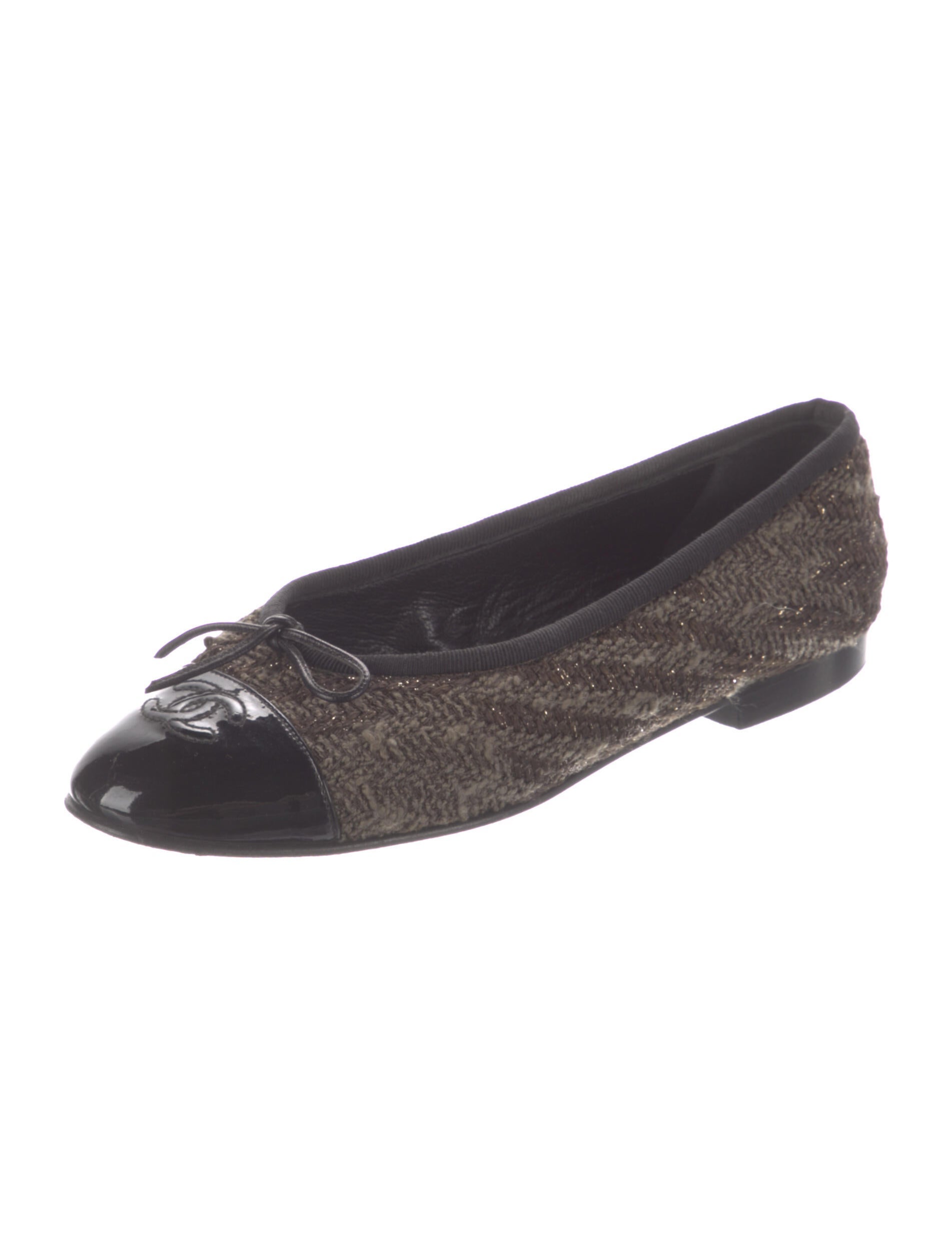 chanel tweed ballet flats