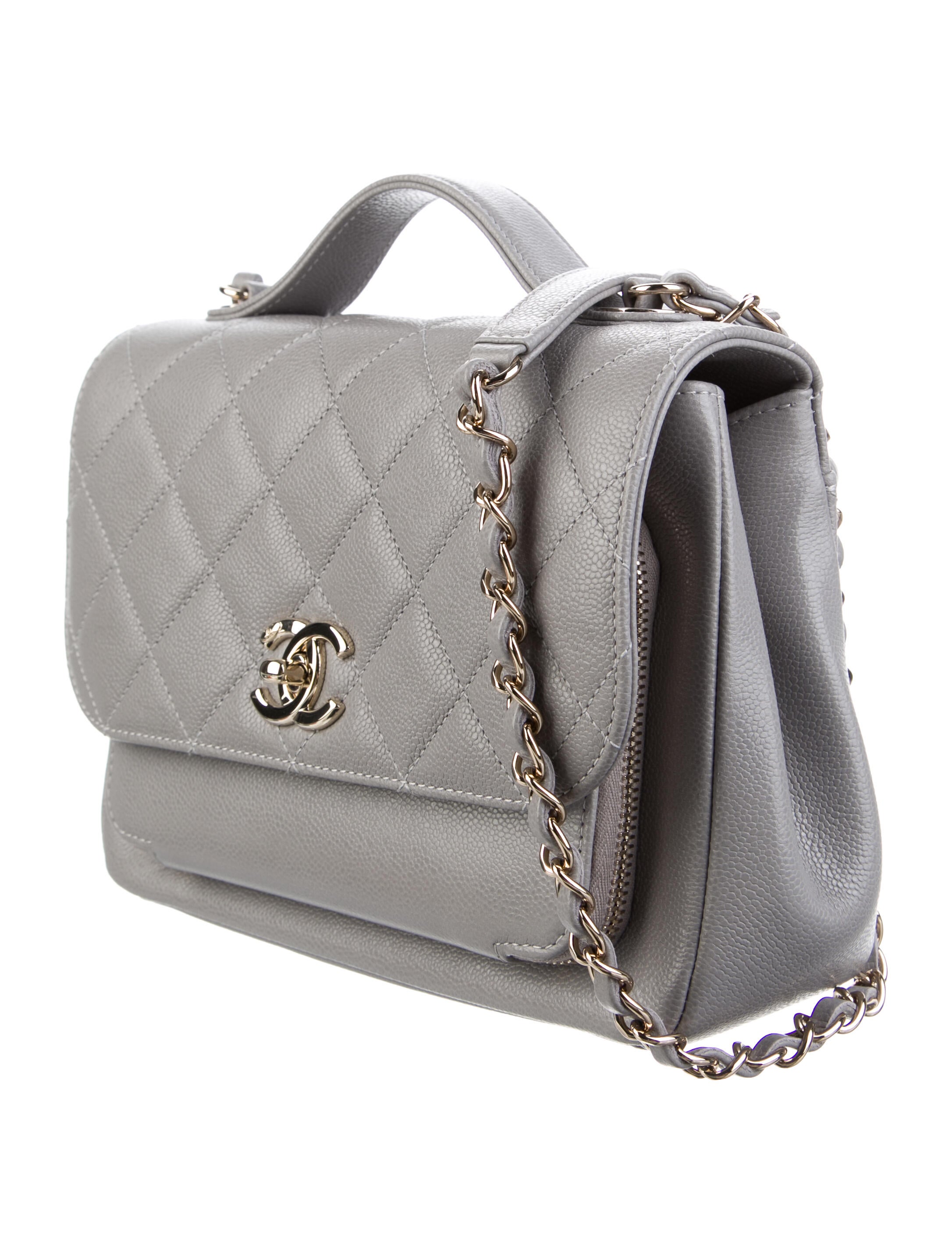 Chanel Medium Business Affinity Flap Bag Grey Handle Bags, Handbags