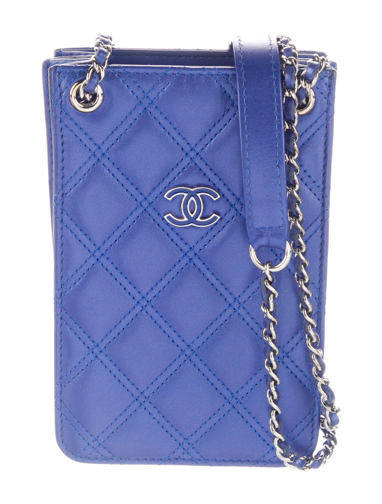 Chanel Quilted Phone Holder Crossbody w/ Tags Blue Mini Bags