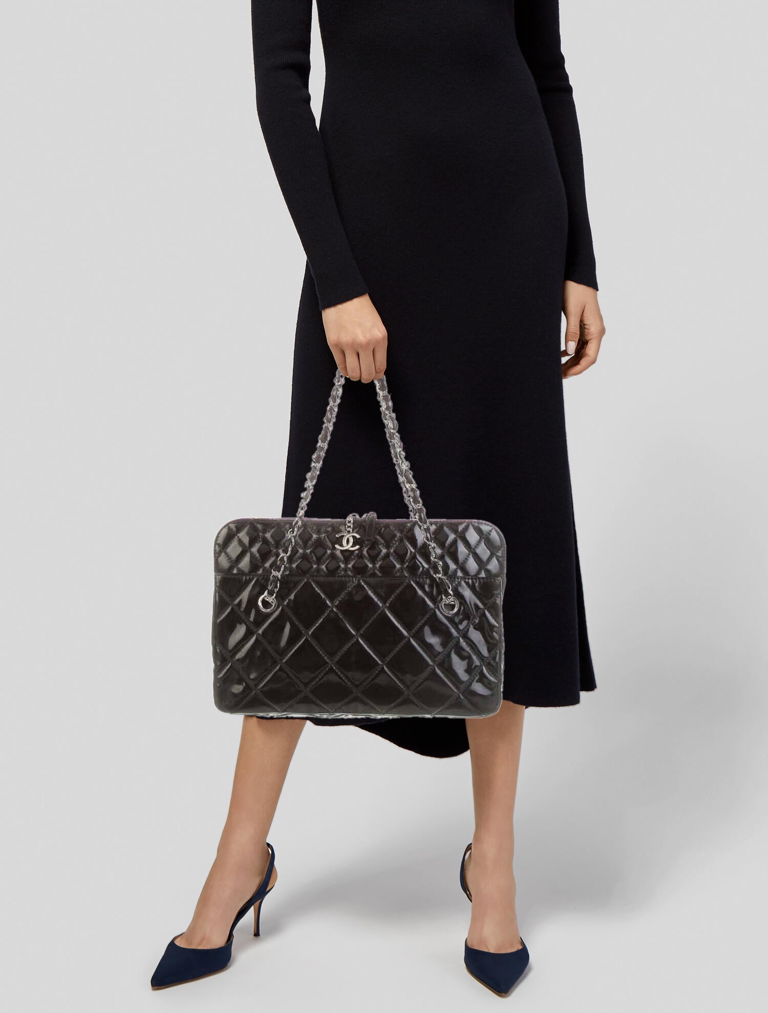 Chanel Patent Quilted Tote Black Totes, Handbags CHA813601 The