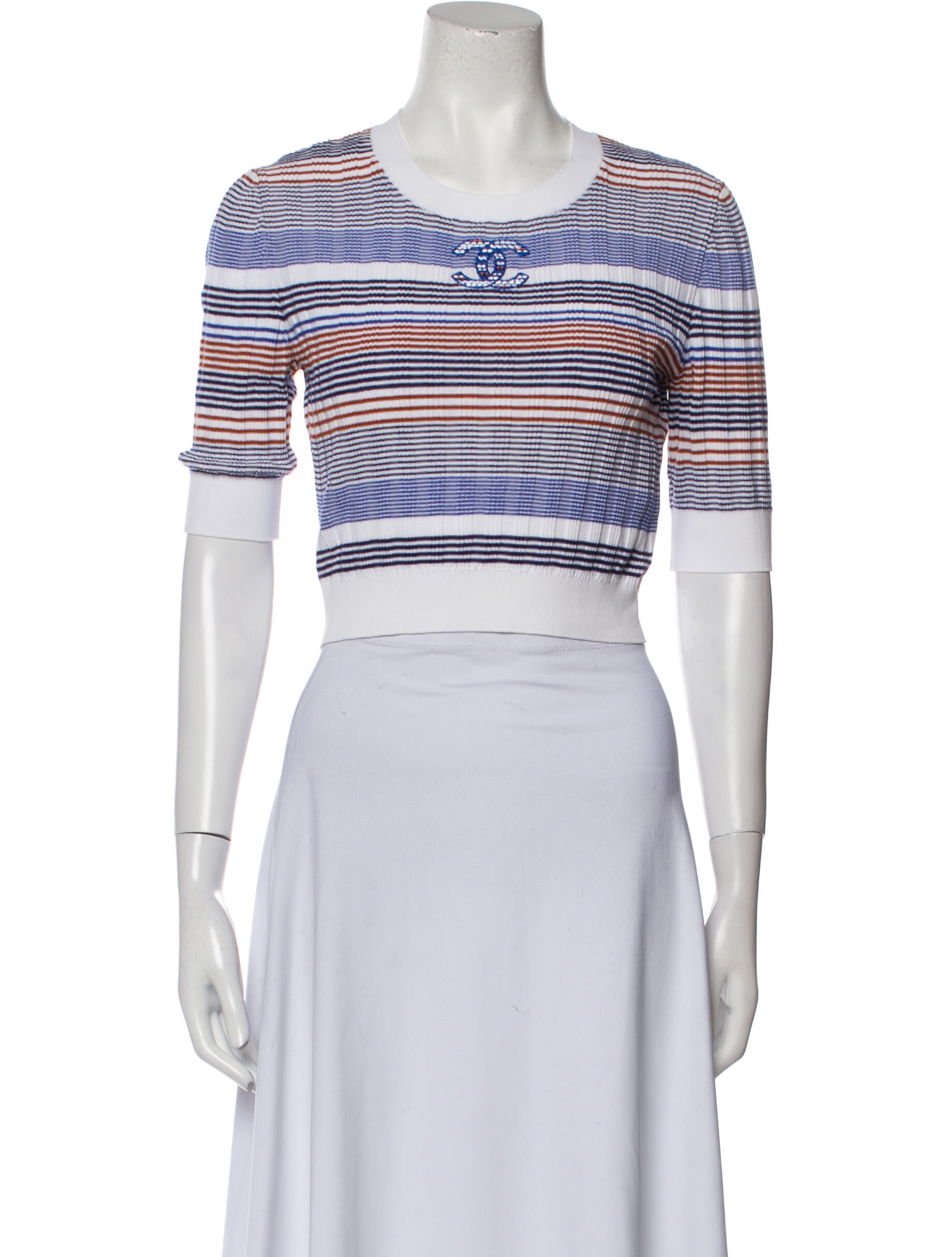 Chanel 2021 Striped Crop Top - Blue Tops, Clothing - CHA814129