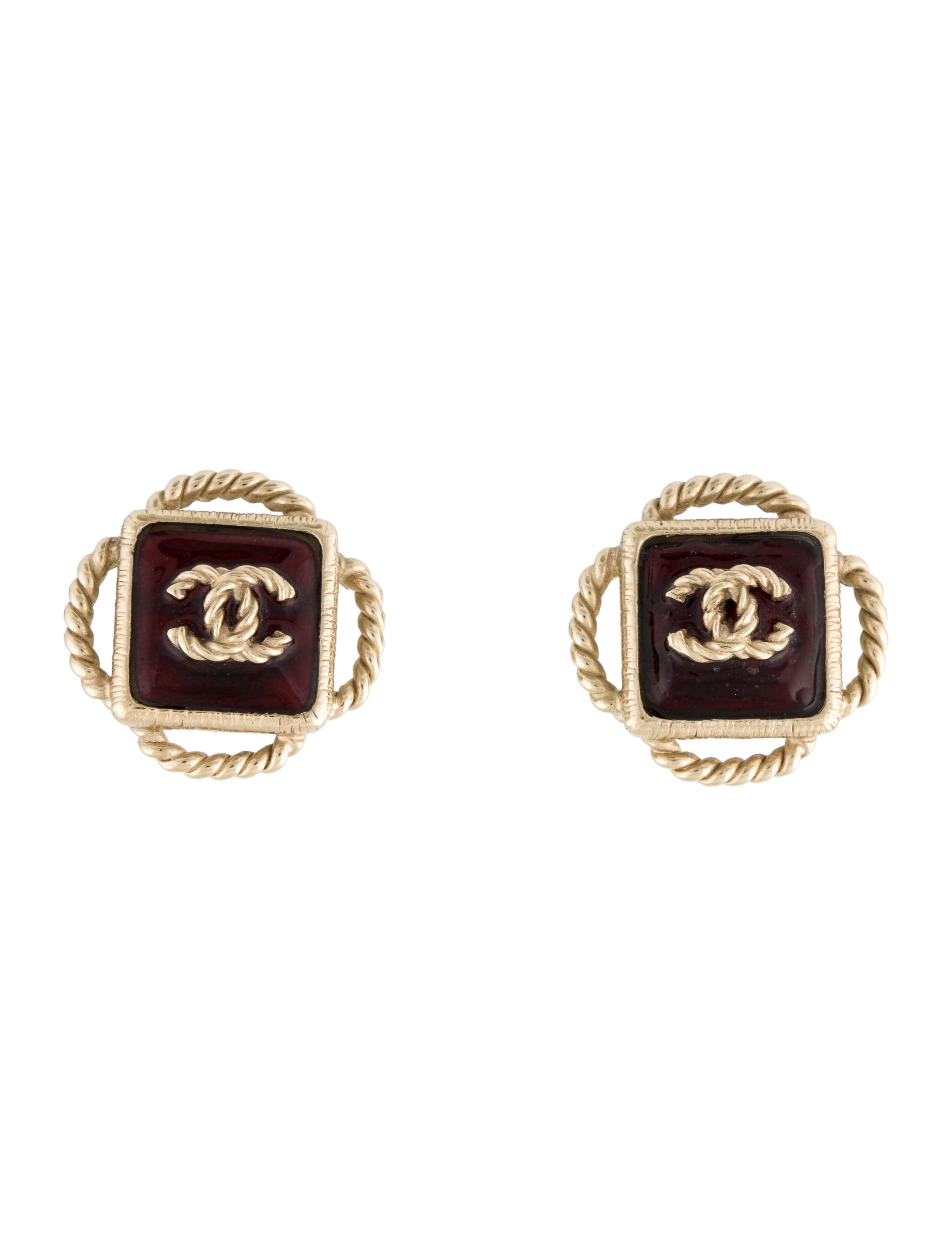 Chanel CC Rope Stud Earrings GoldPlated Stud, Earrings CHA814158