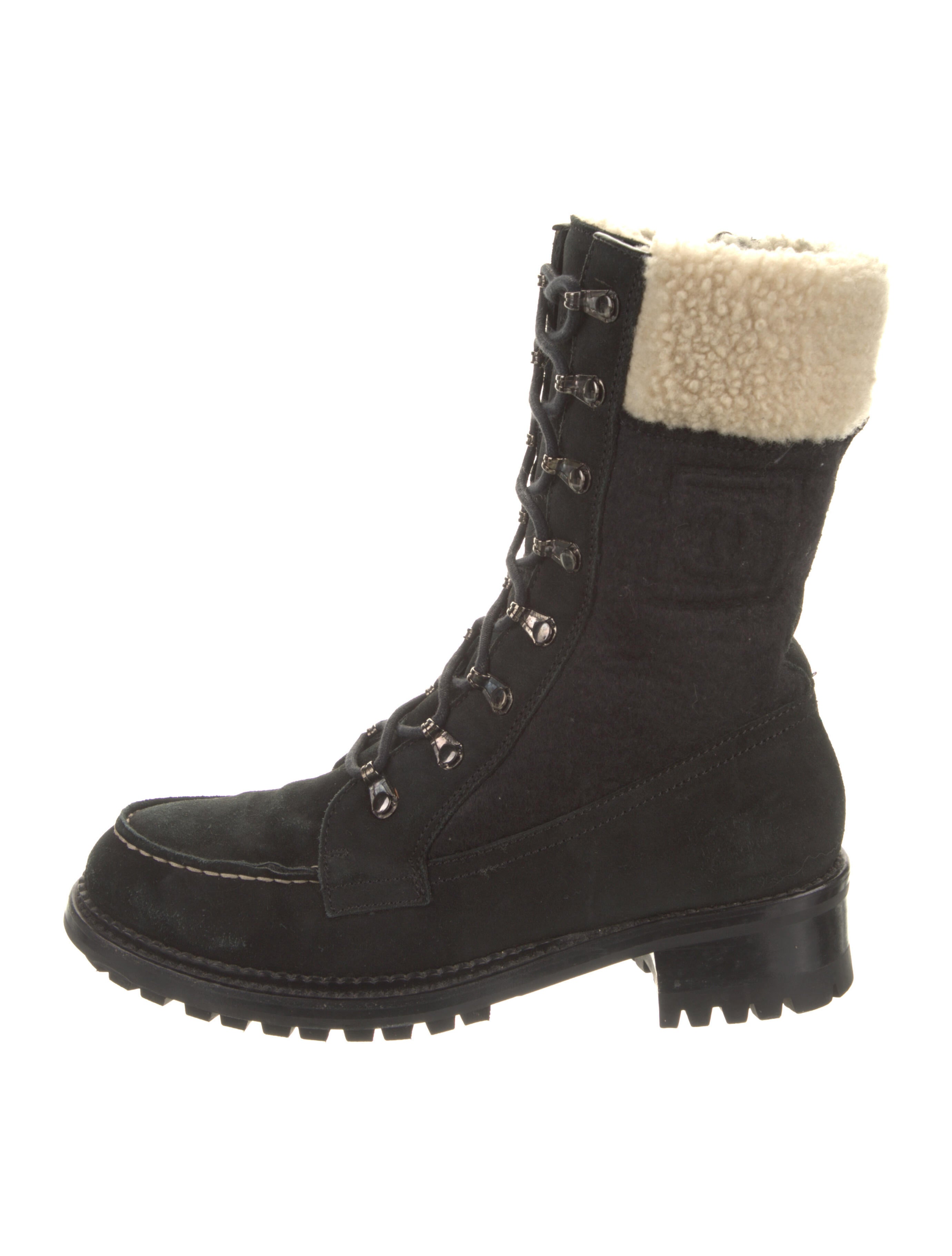 Chanel Interlocking CC Logo Suede Combat Boots