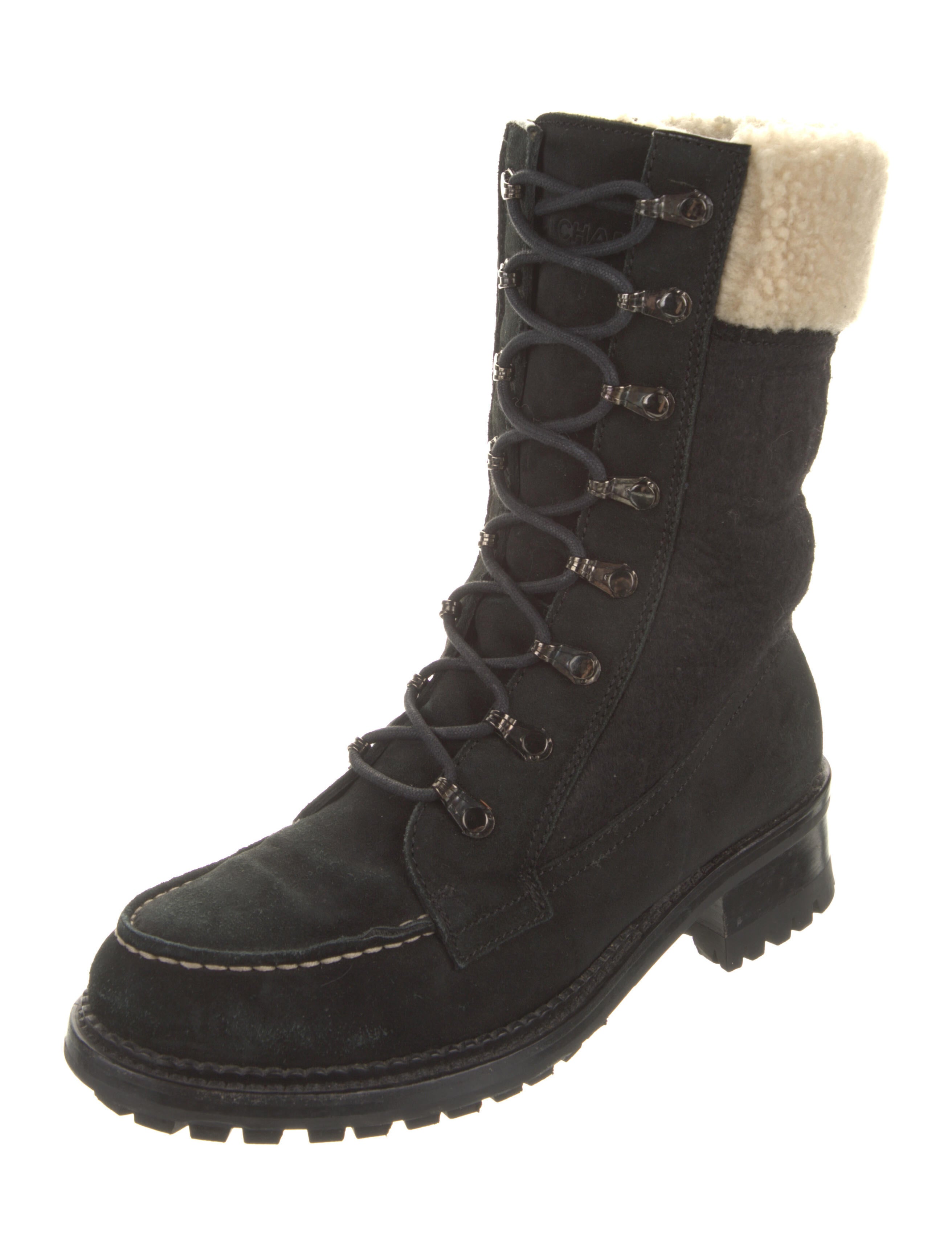 Chanel Interlocking CC Logo Suede Combat Boots