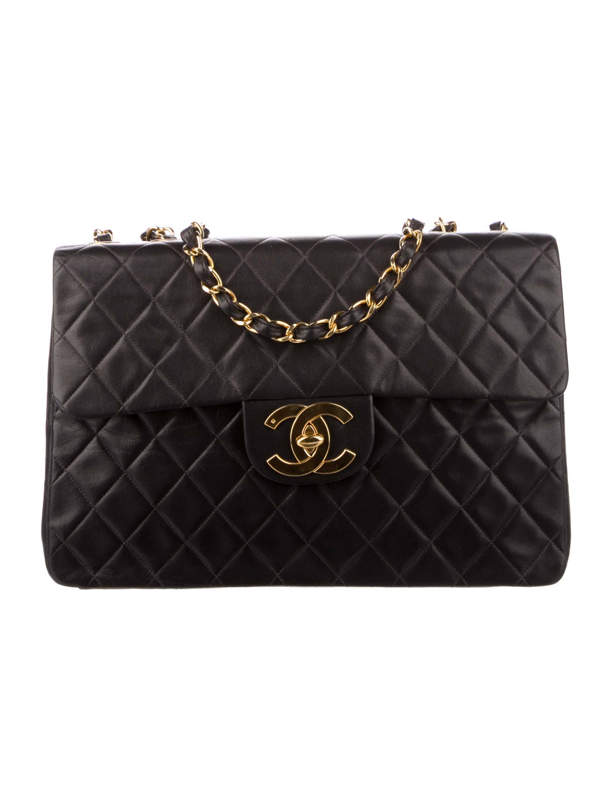 Chanel Vintage Jumbo XL Maxi Flap Bag Black Shoulder Bags, Handbags